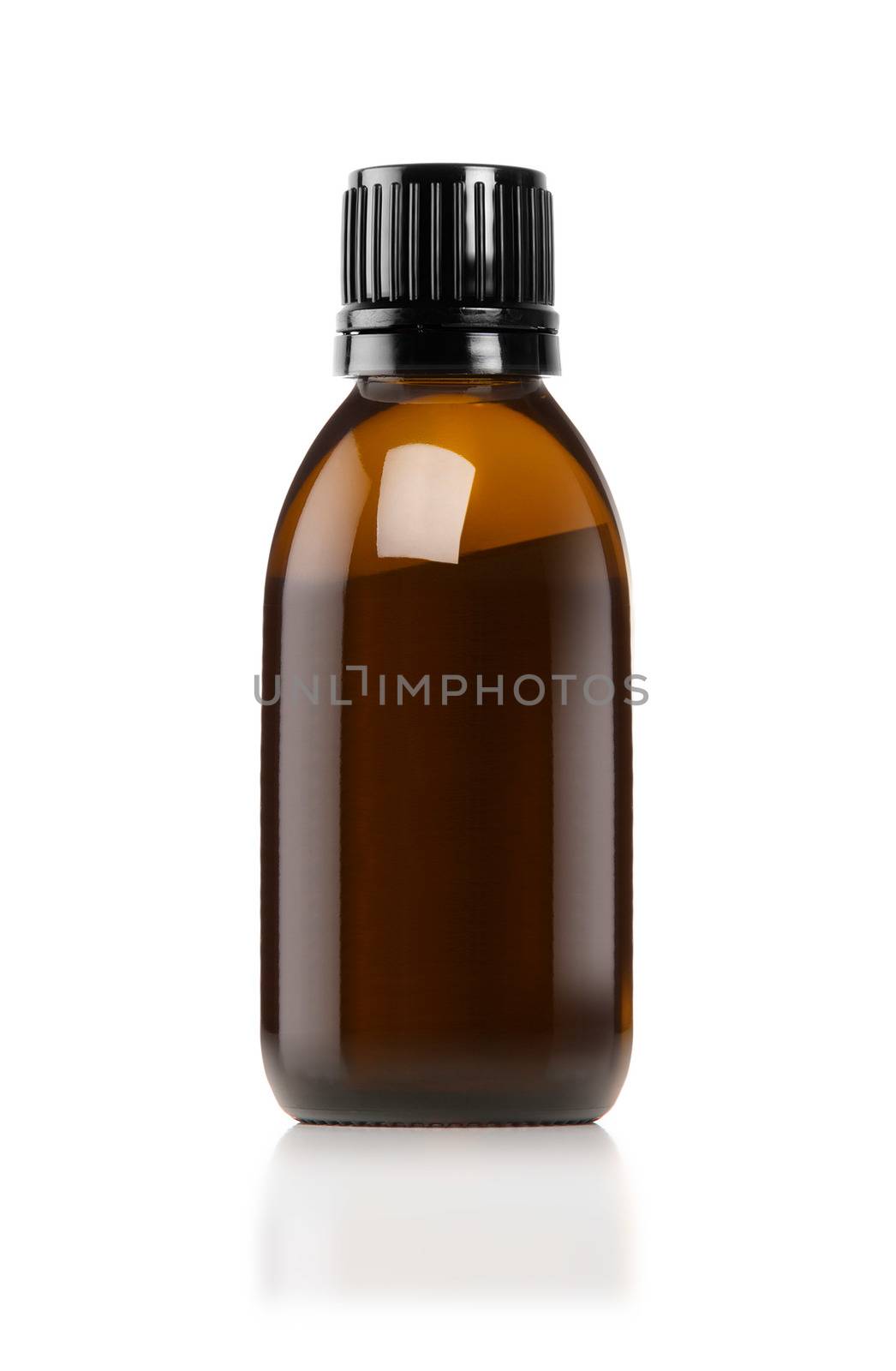 Medicine bottle of brown glass or Plastic isolated on white background, (clipping work path included).