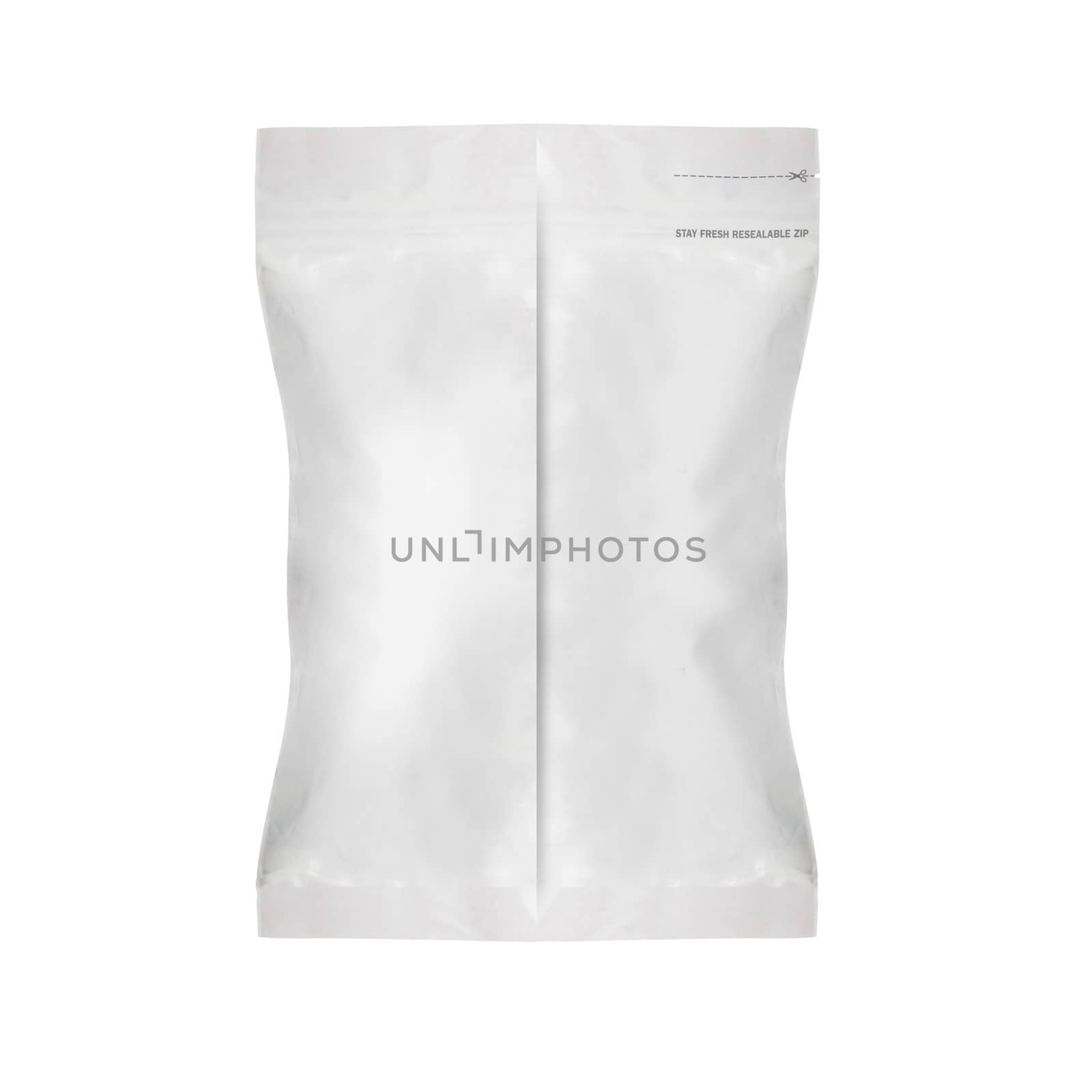 White Blank Foil Food Bag Packaging For Pepper, Spices, Sachet, Chips. Plastic Pack Template Ready For Your Design. (with clipping work path)