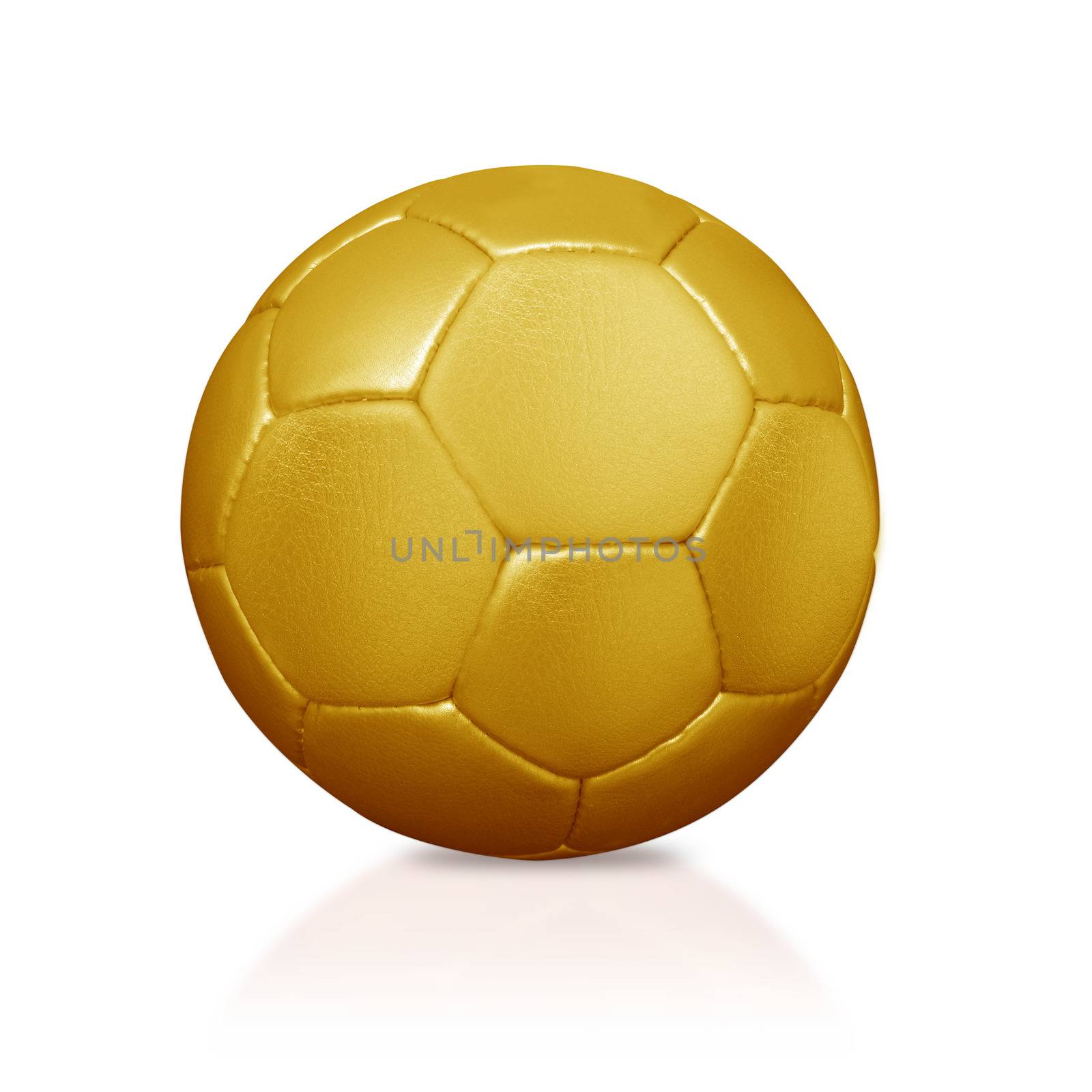 Golden soccer ball or Football isolated on white, (clipping work path included)