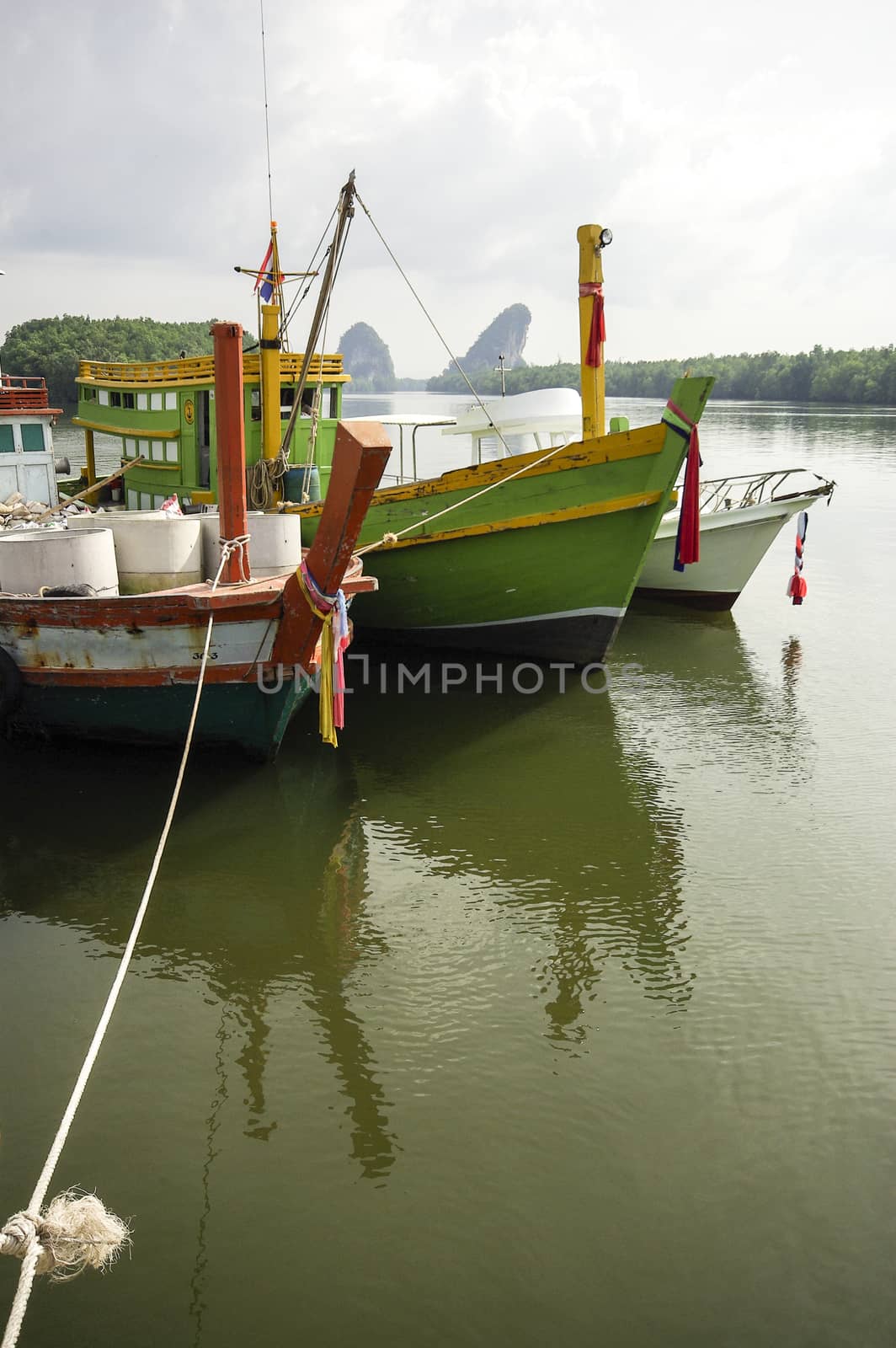 Krabi port with boat