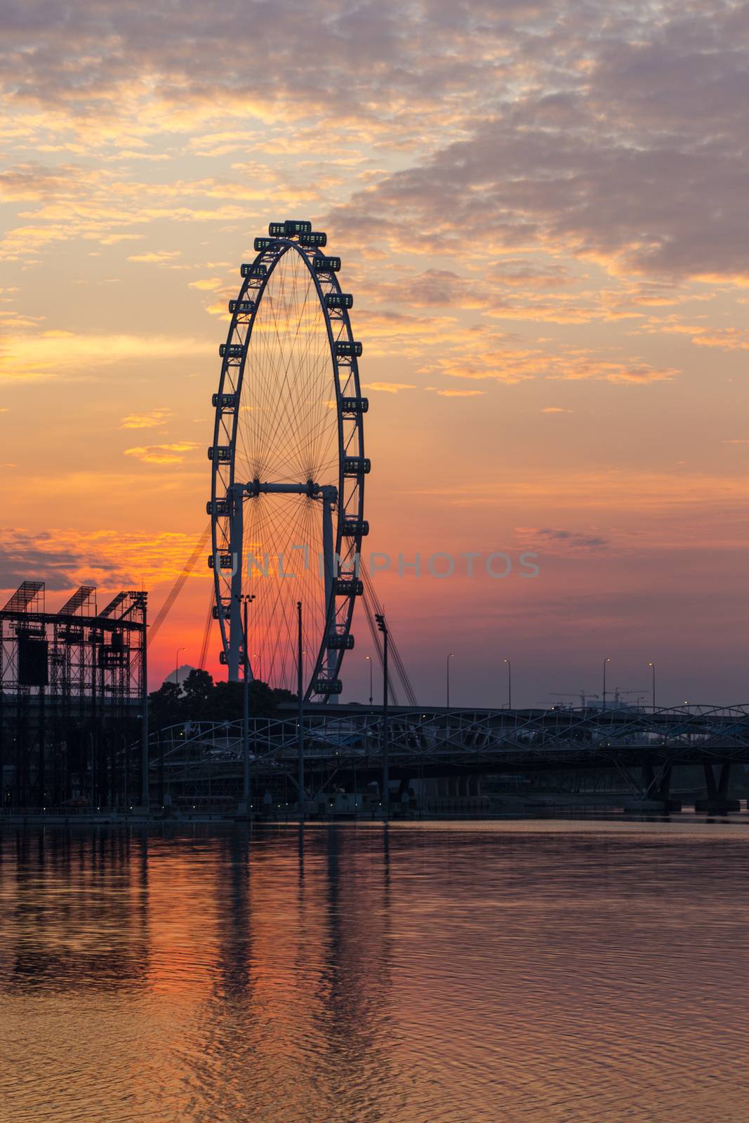 Ferris wheel with sunrise