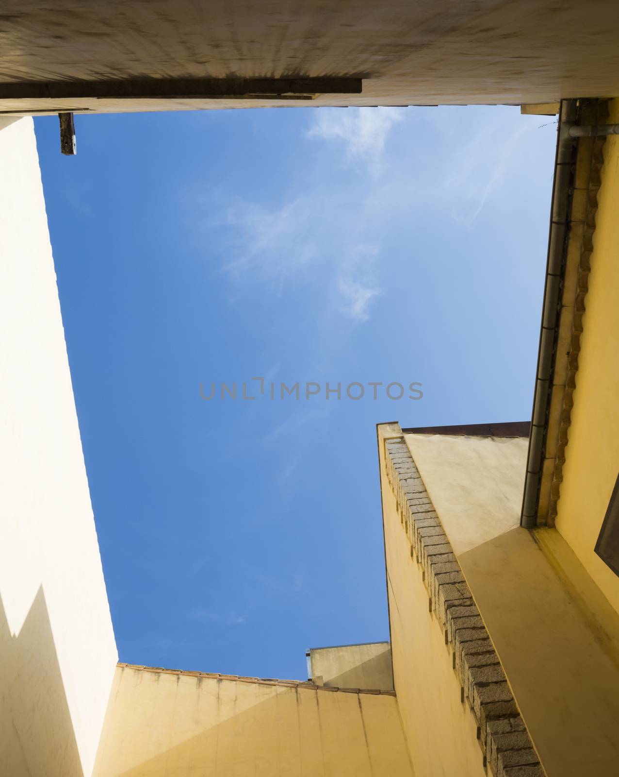 Open roof blue sky. Mallorca, Balearic islands, Spain.