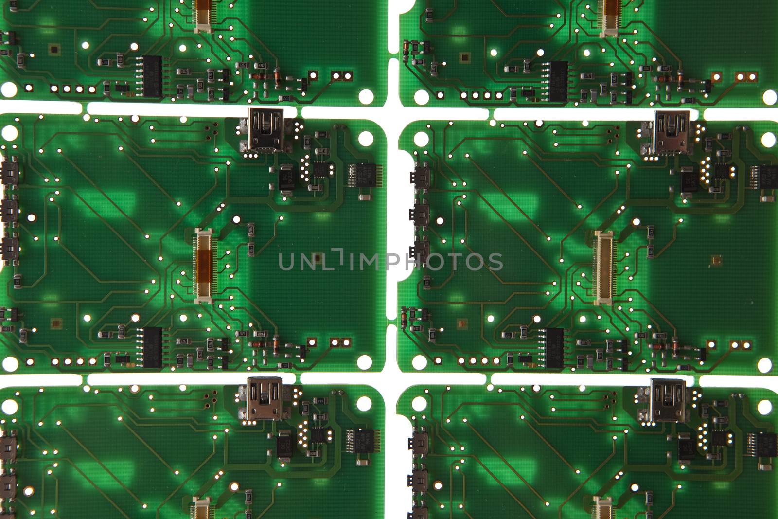 printed circuit plate on white background