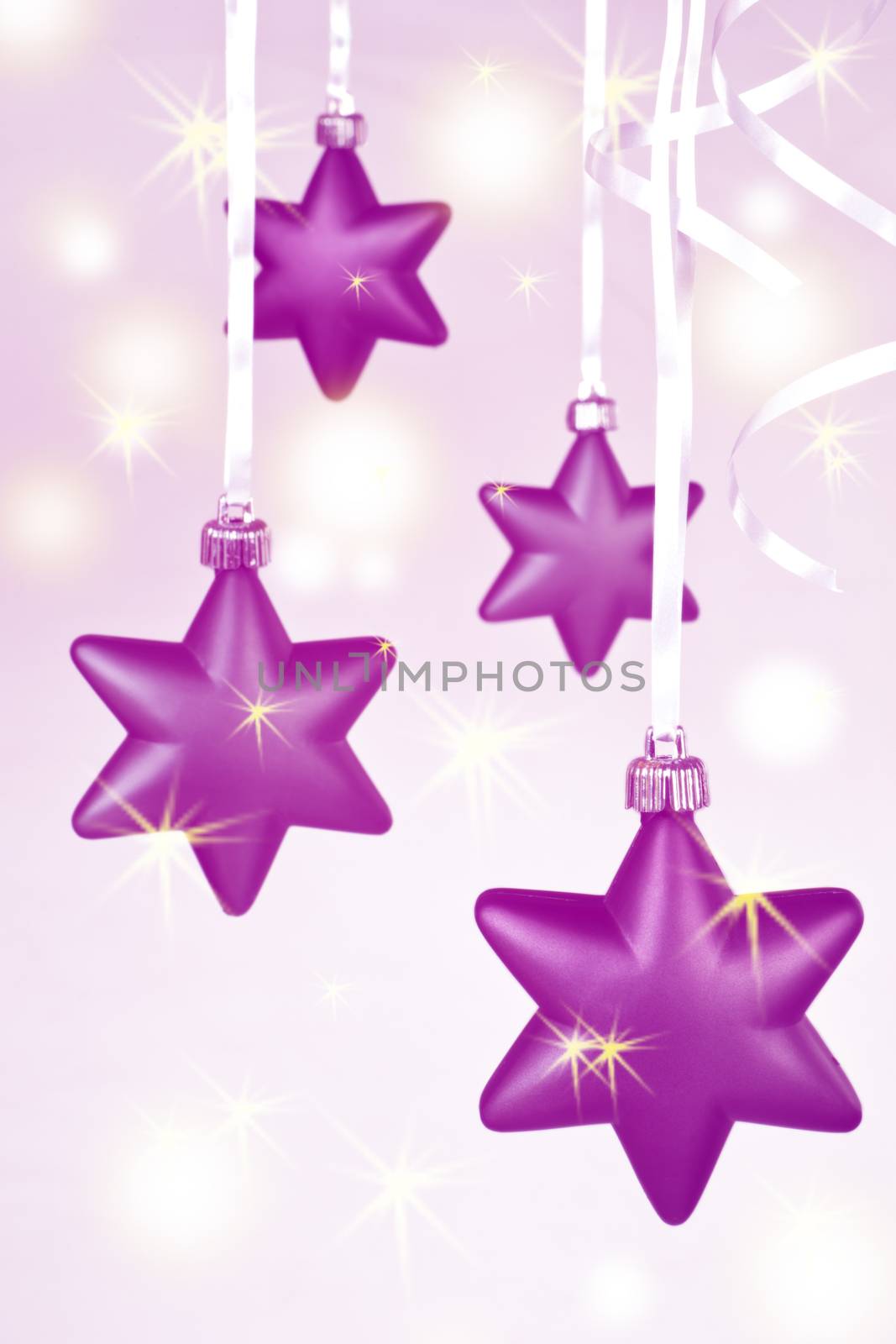 hanging shiny sparking christmas star decoration background