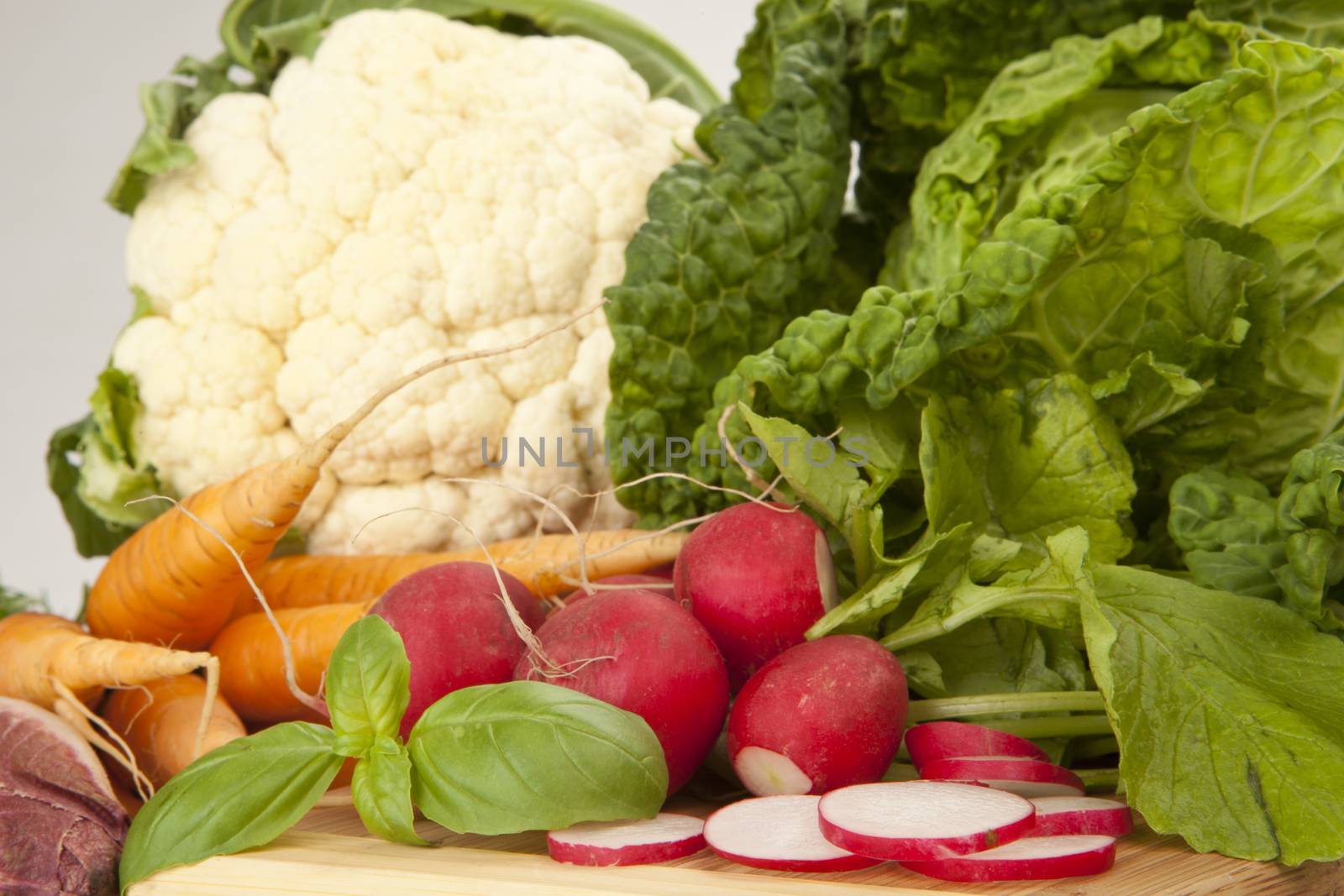 fresh bio vegetable carrot, radish and salad.