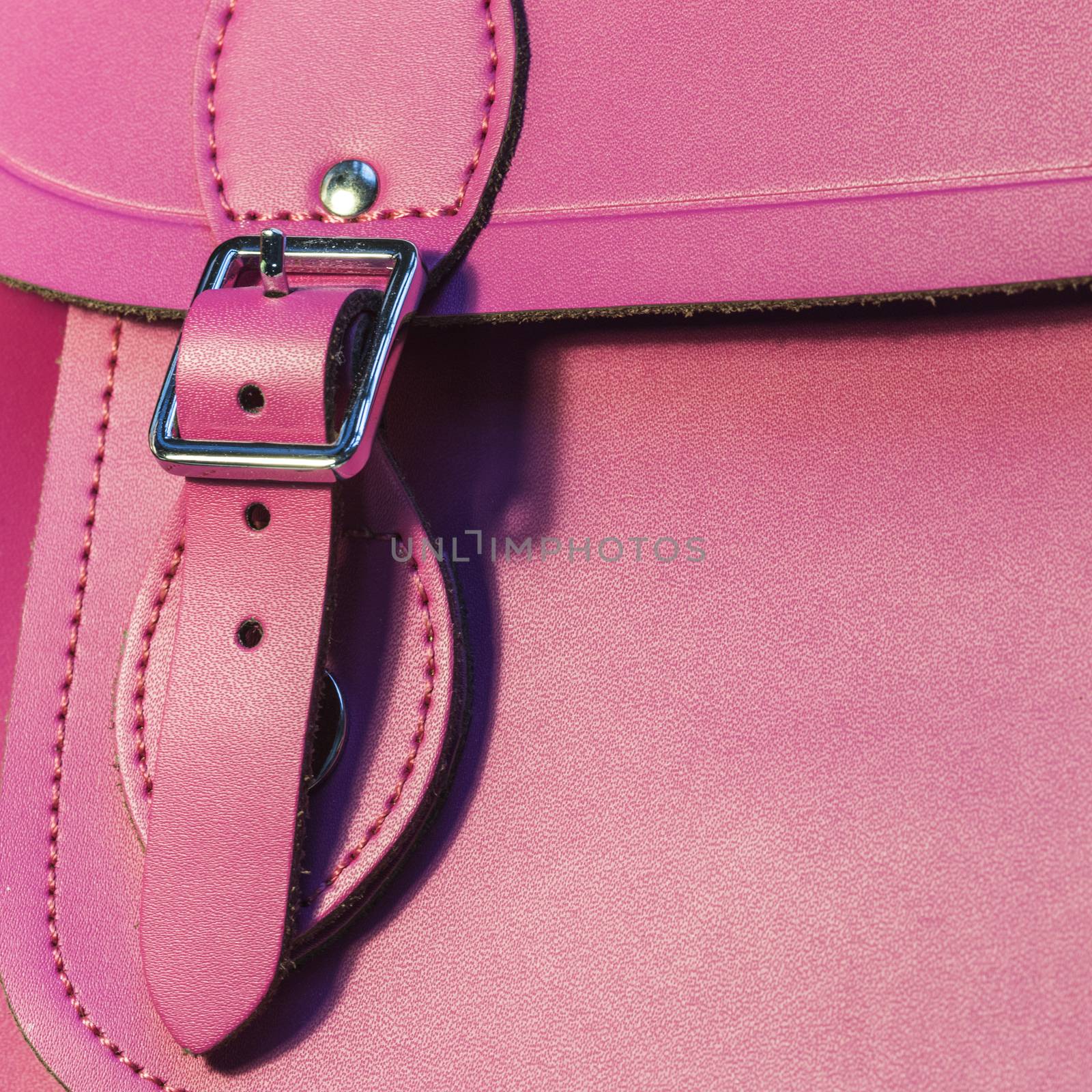 Pink leather bag closeup