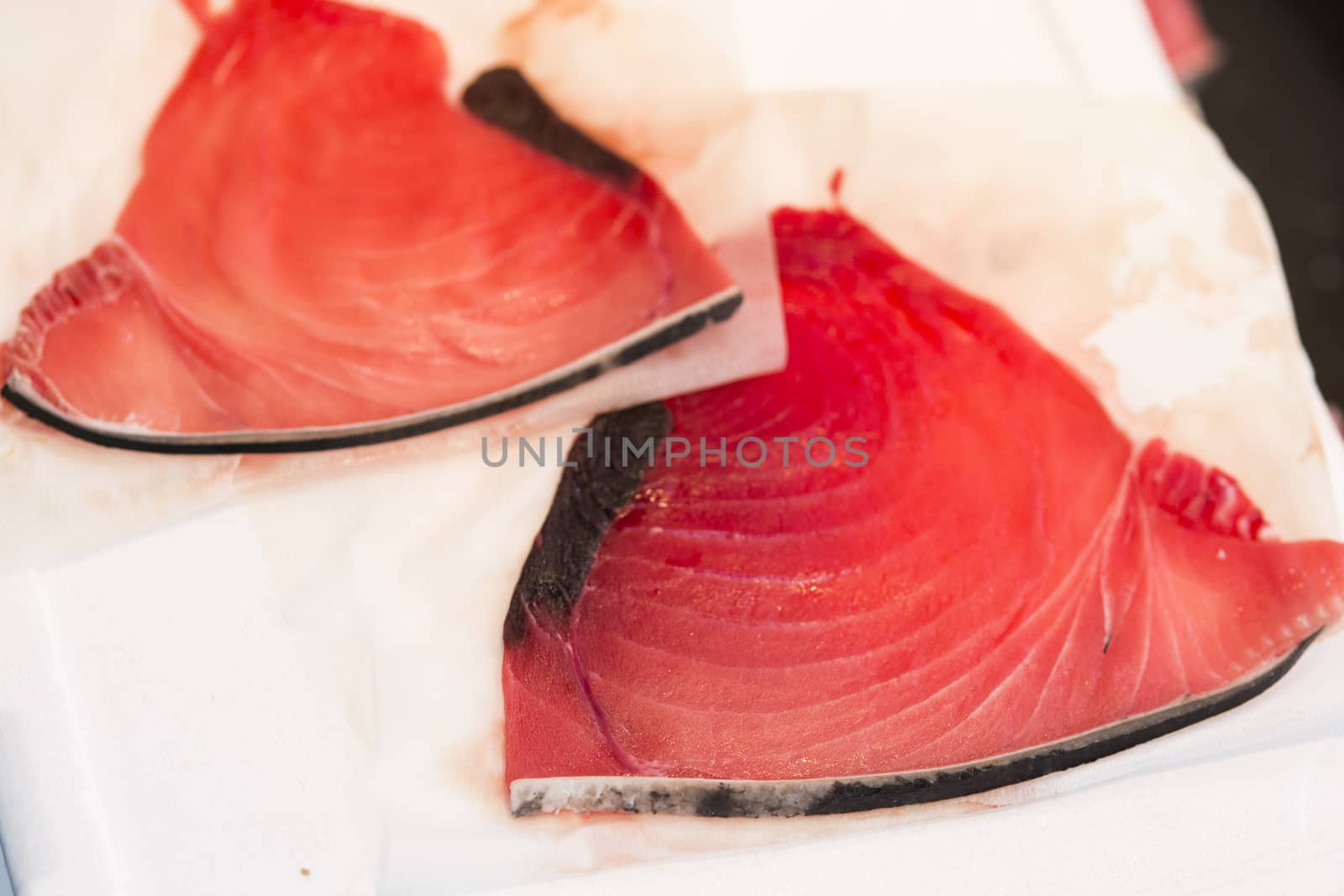Fresh tuna on market