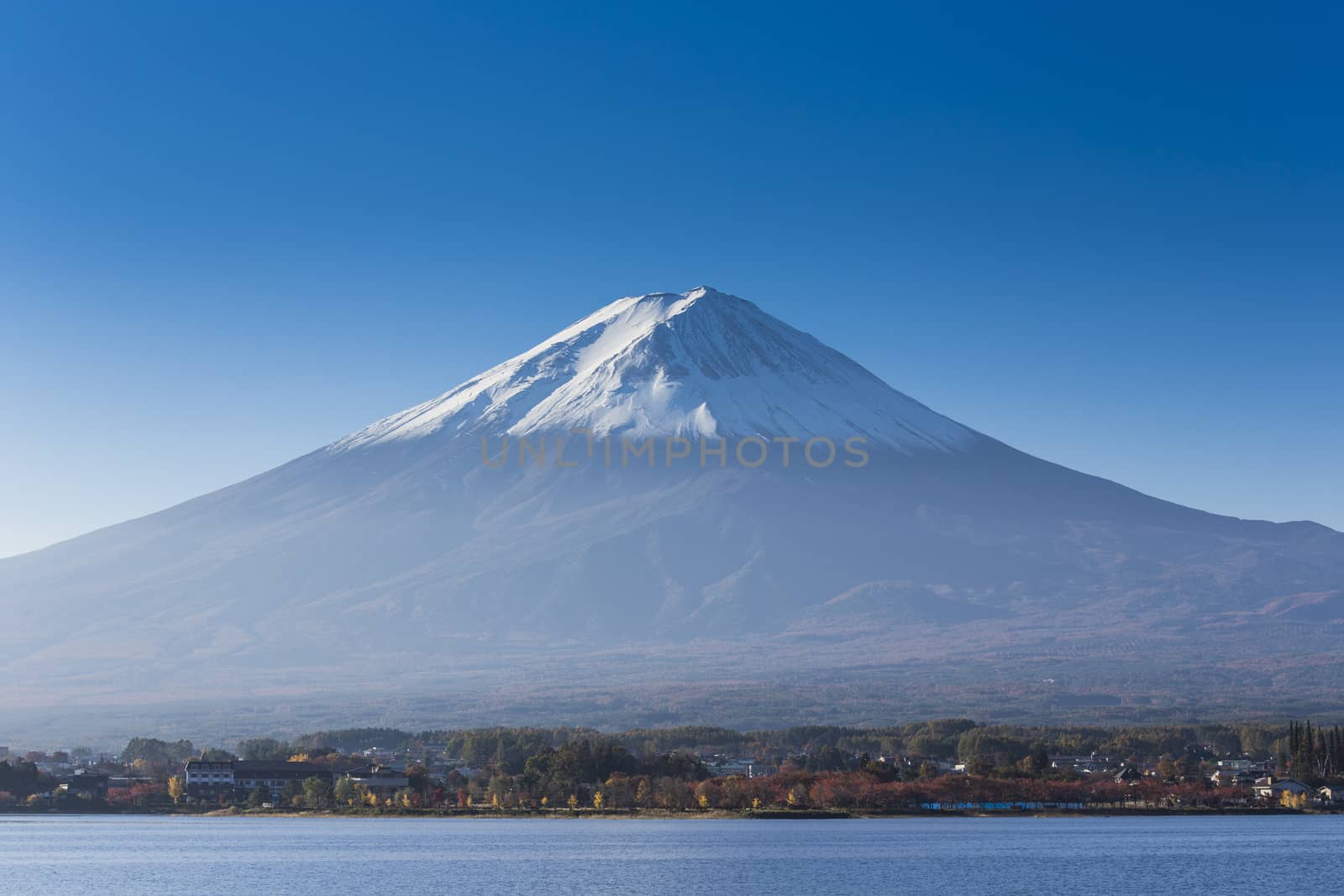 Mt. fuji with lake and city view
