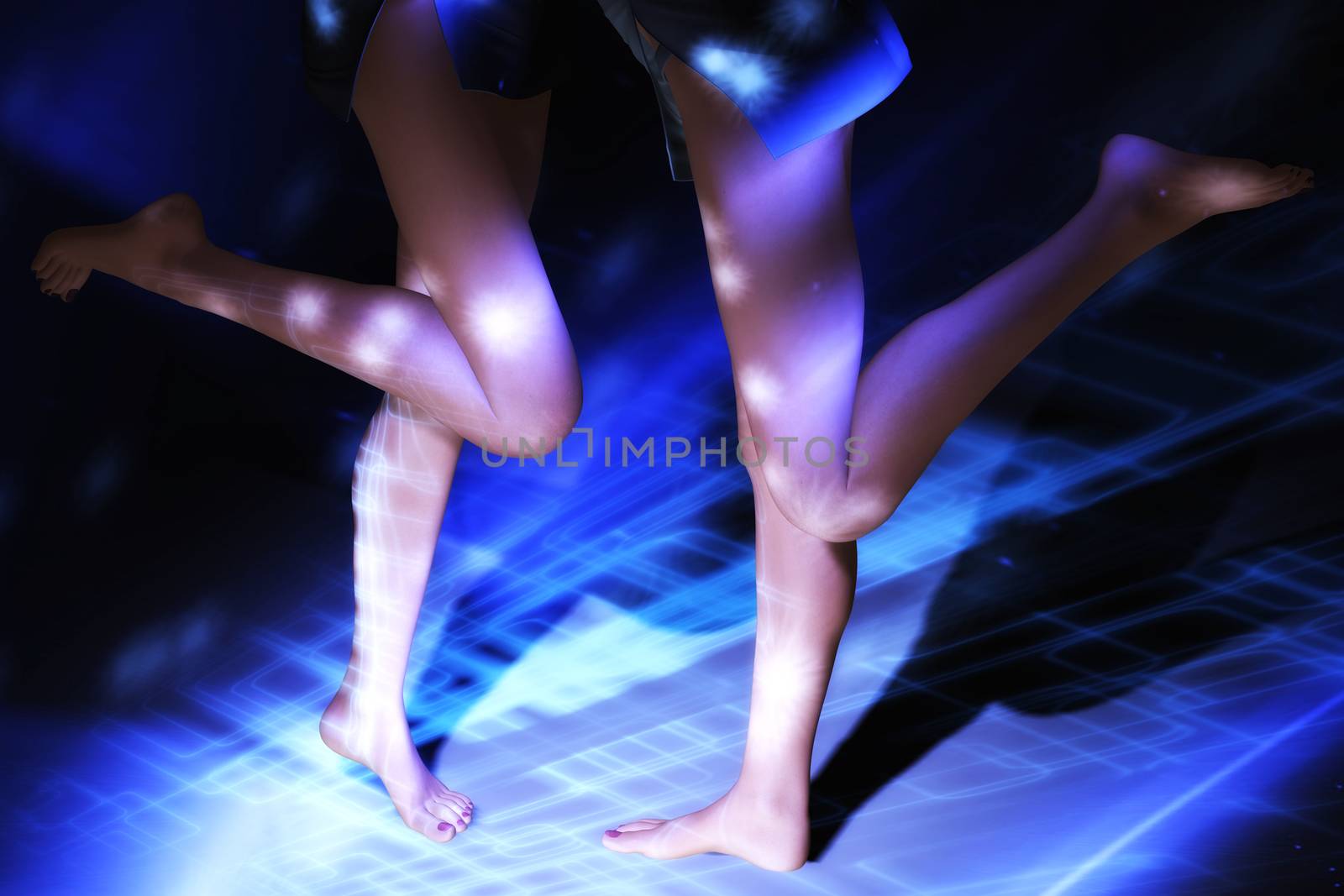 Digital Illustration of Females in blue Light