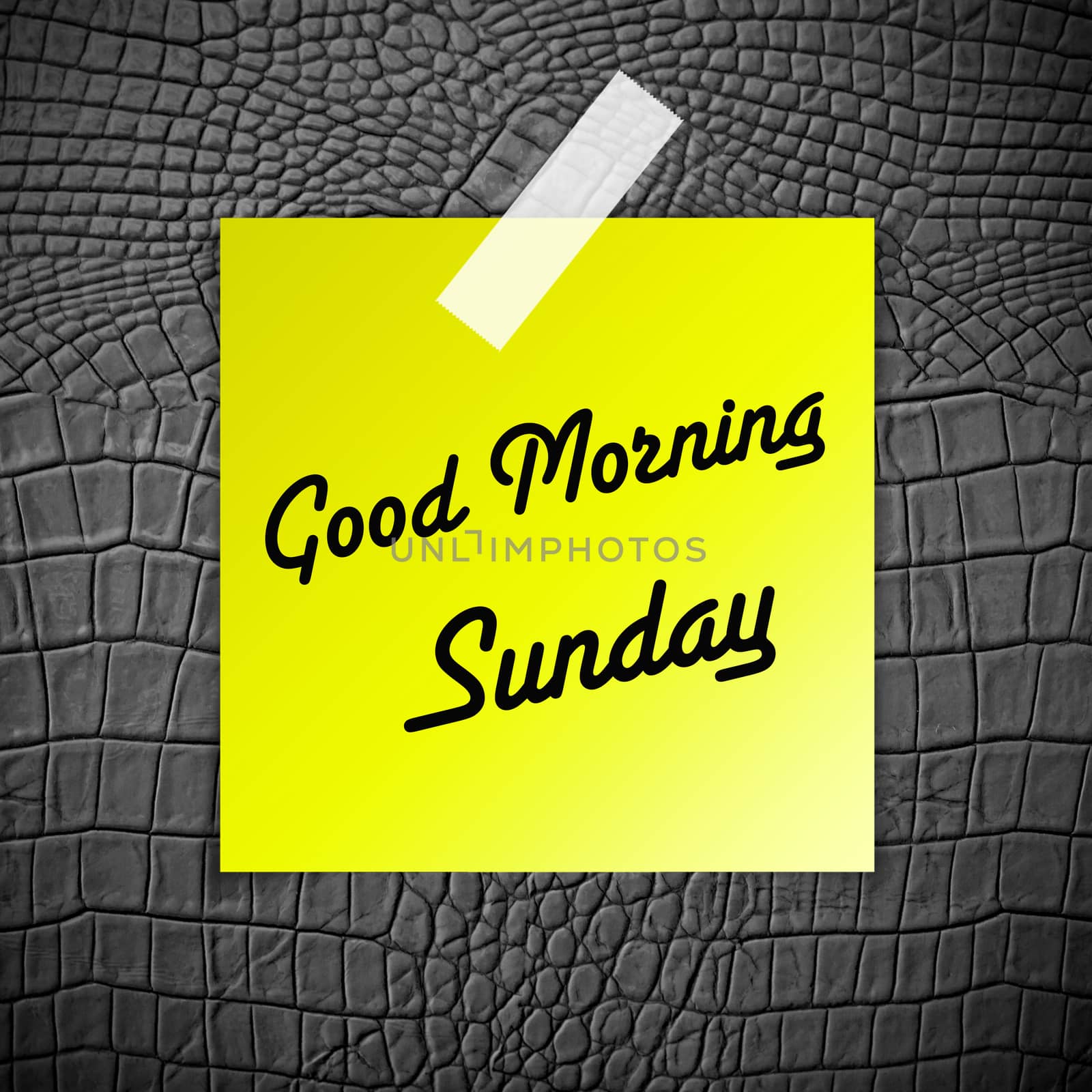 Good morning Sunday working day on Grey Leather texture background
