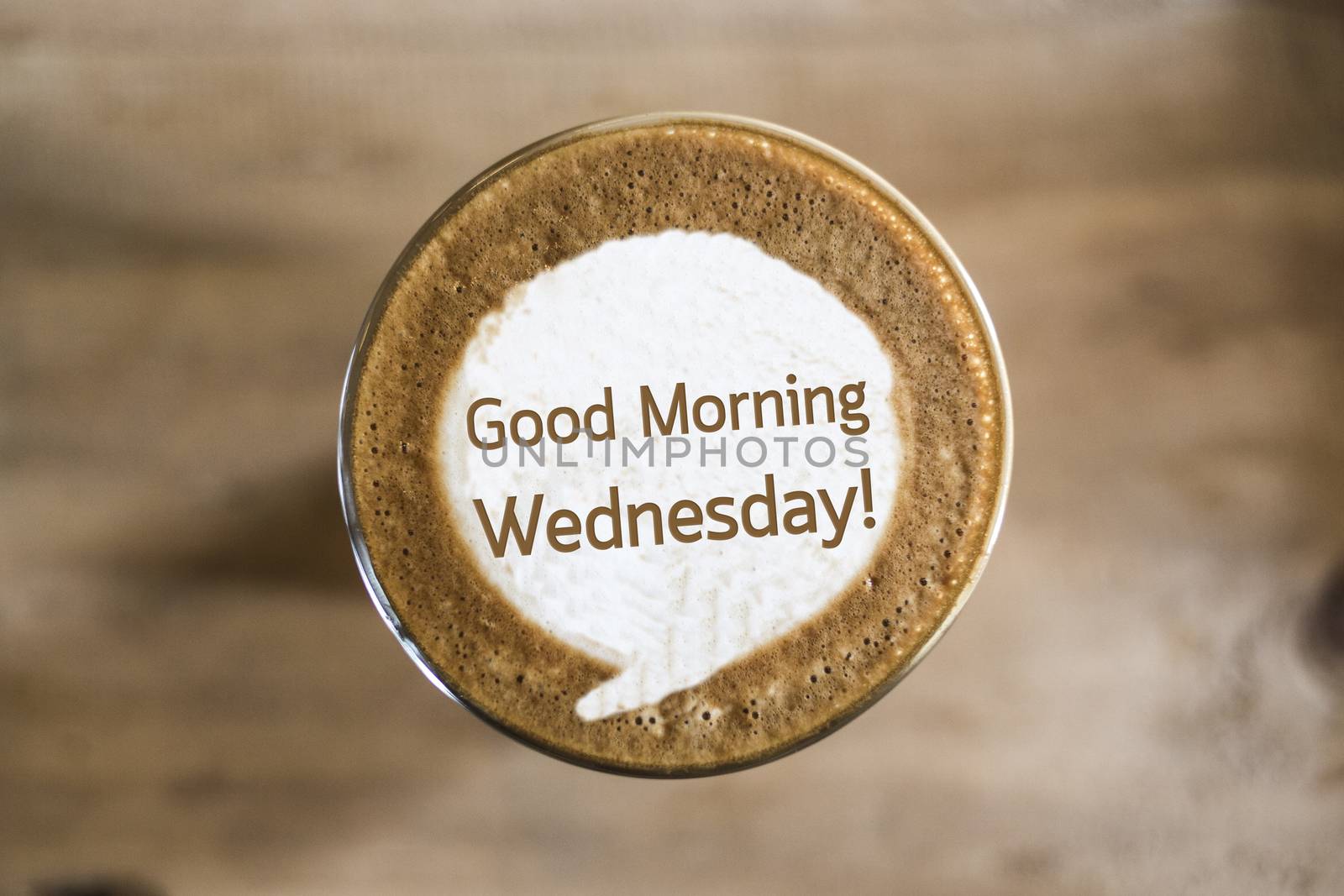 Good Morning Wednesday on Coffee latte art concept