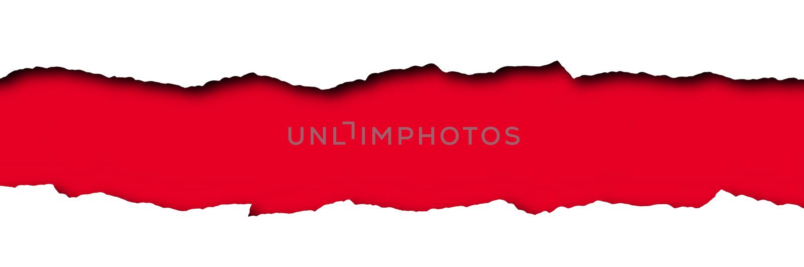 Torn paper with red space for text isolated on a white background  