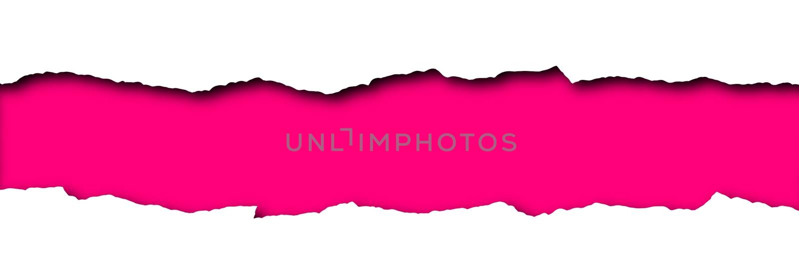 Torn paper with pink space for text isolated on a white background 