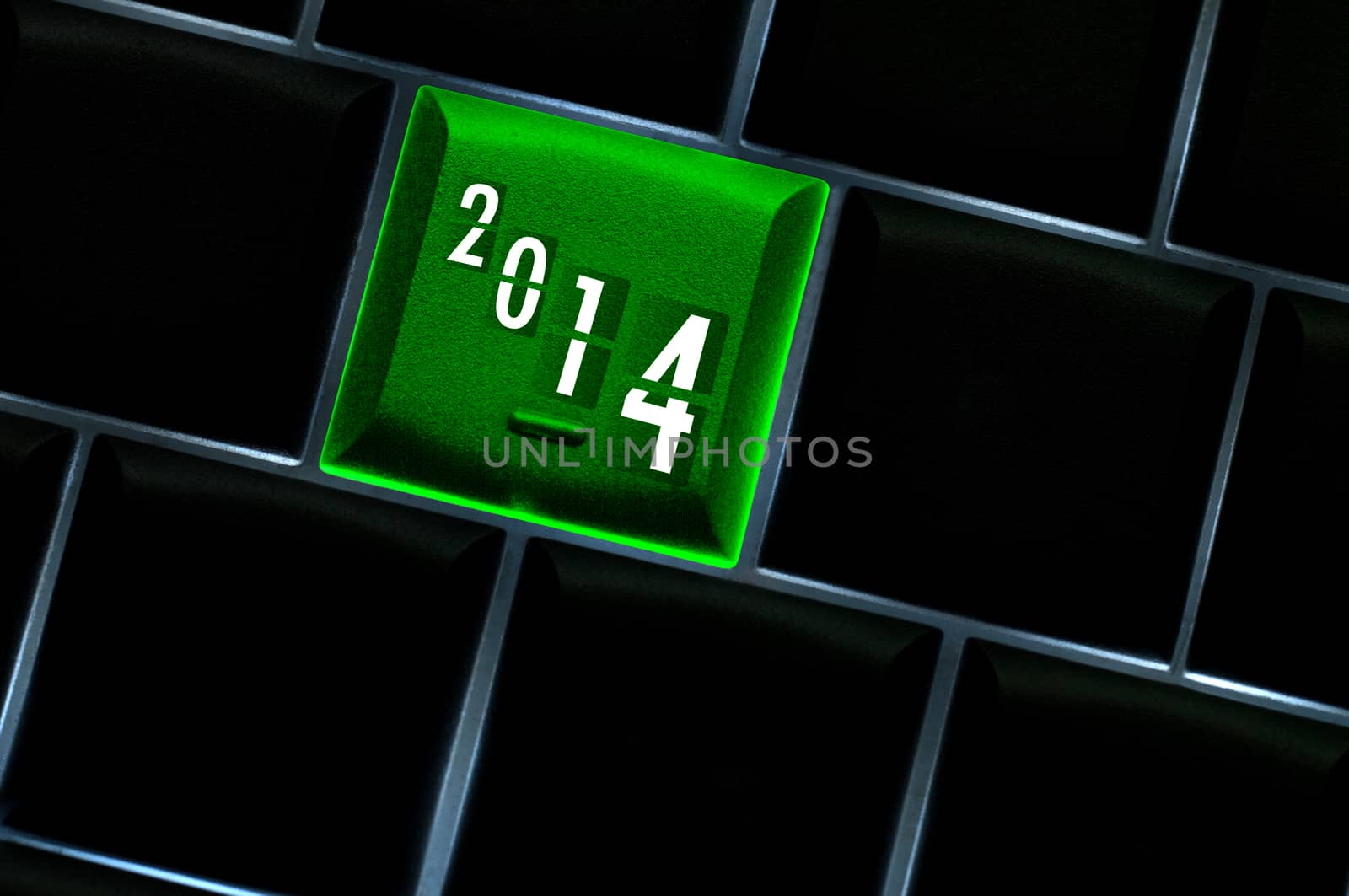 New year countdown 2014 Concept with back lit keyboard