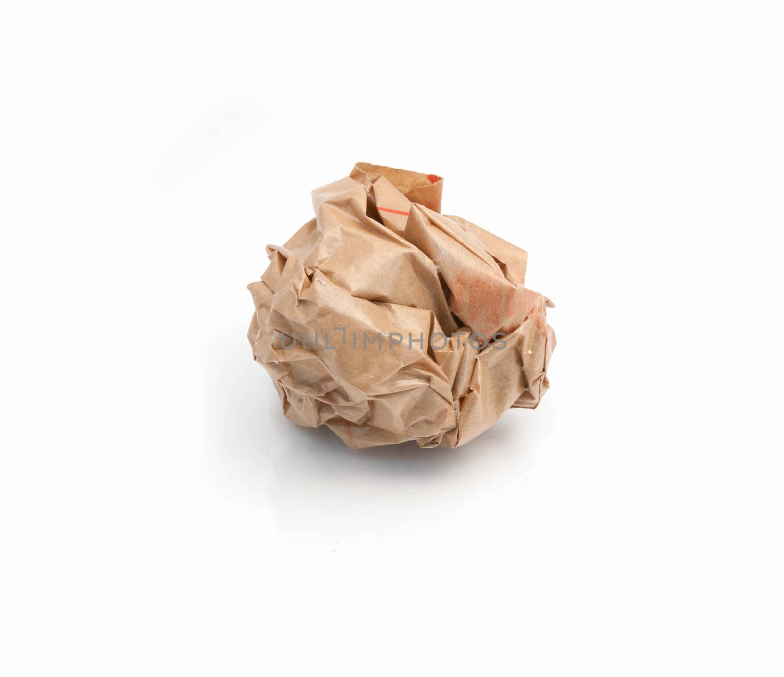 Lump crumpled paper isolate on white background