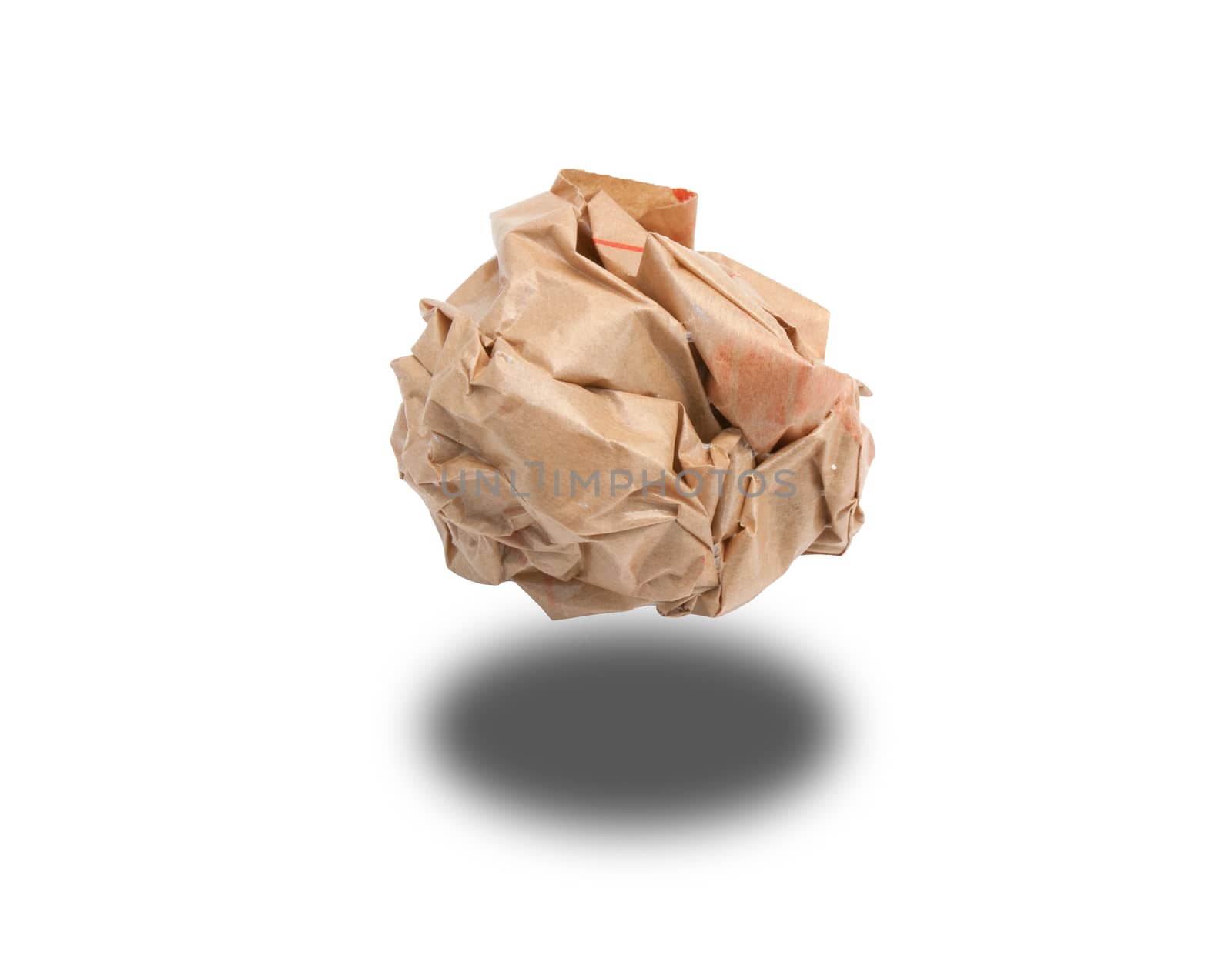 Lump crumpled paper isolate on white background