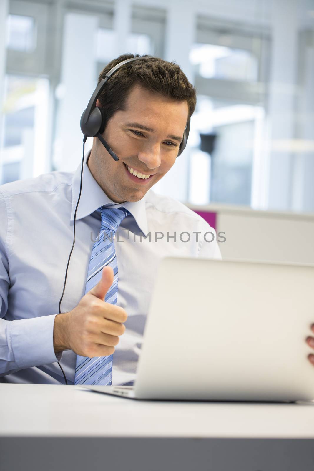 Male business talk computer laptop