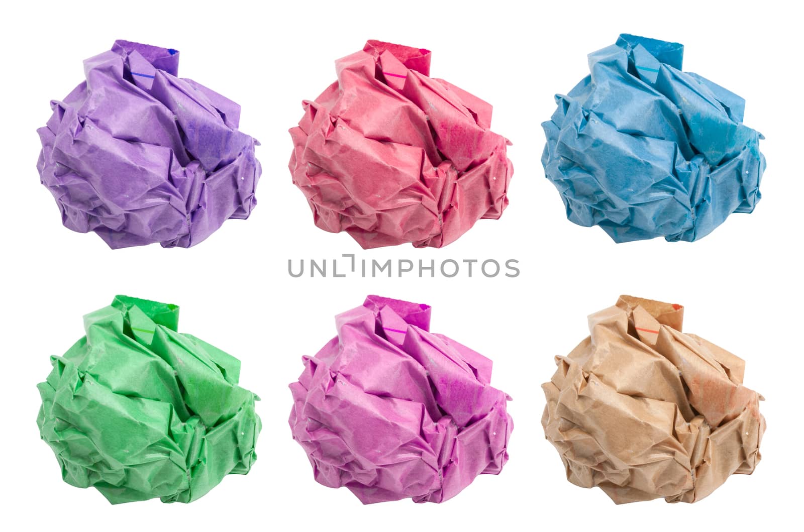 Lump crumpled paper isolate on white background