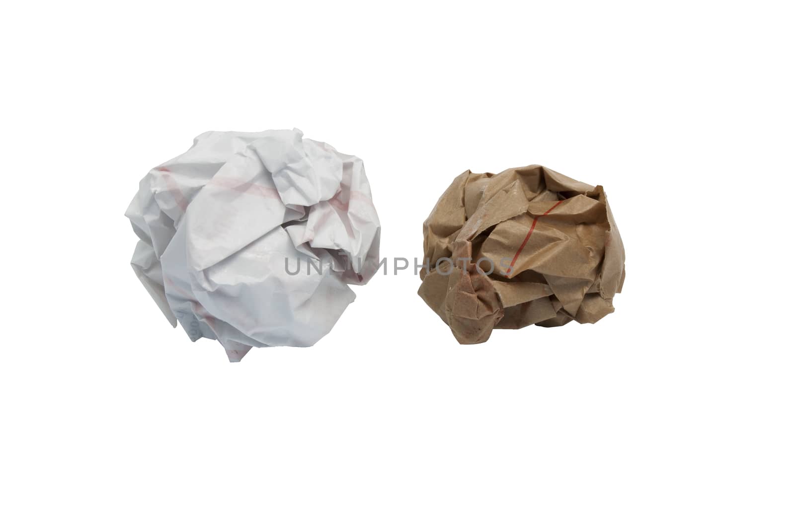 Lump crumpled paper isolate on white background