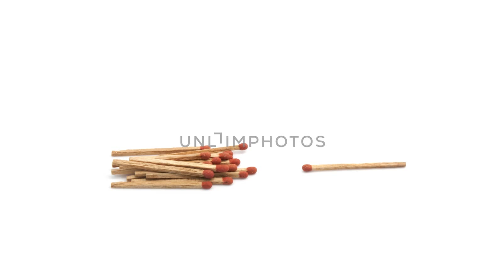 Isolated group of matchstick on white background