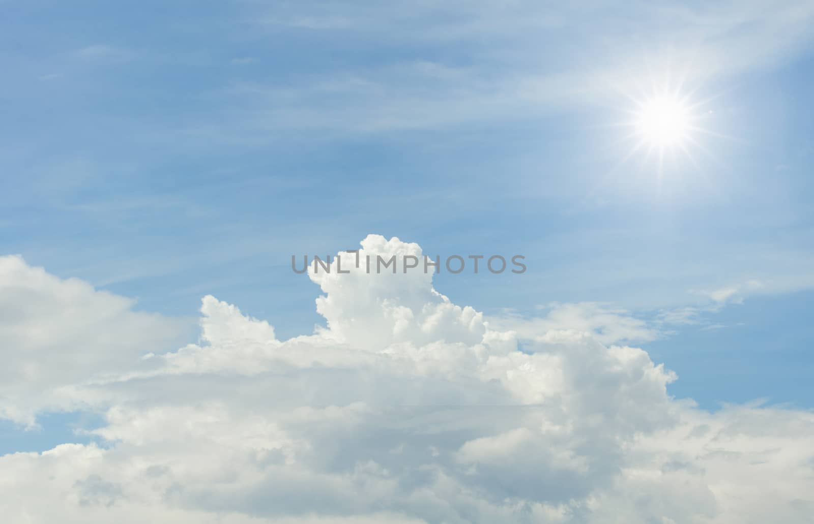 The sun and clouds bright a sky
