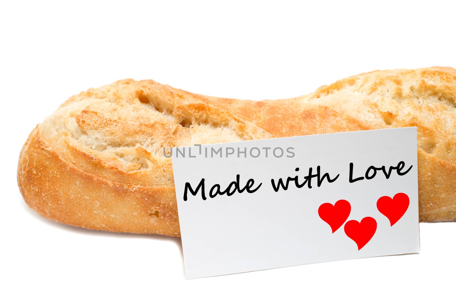 Love concept from a bakery on white background