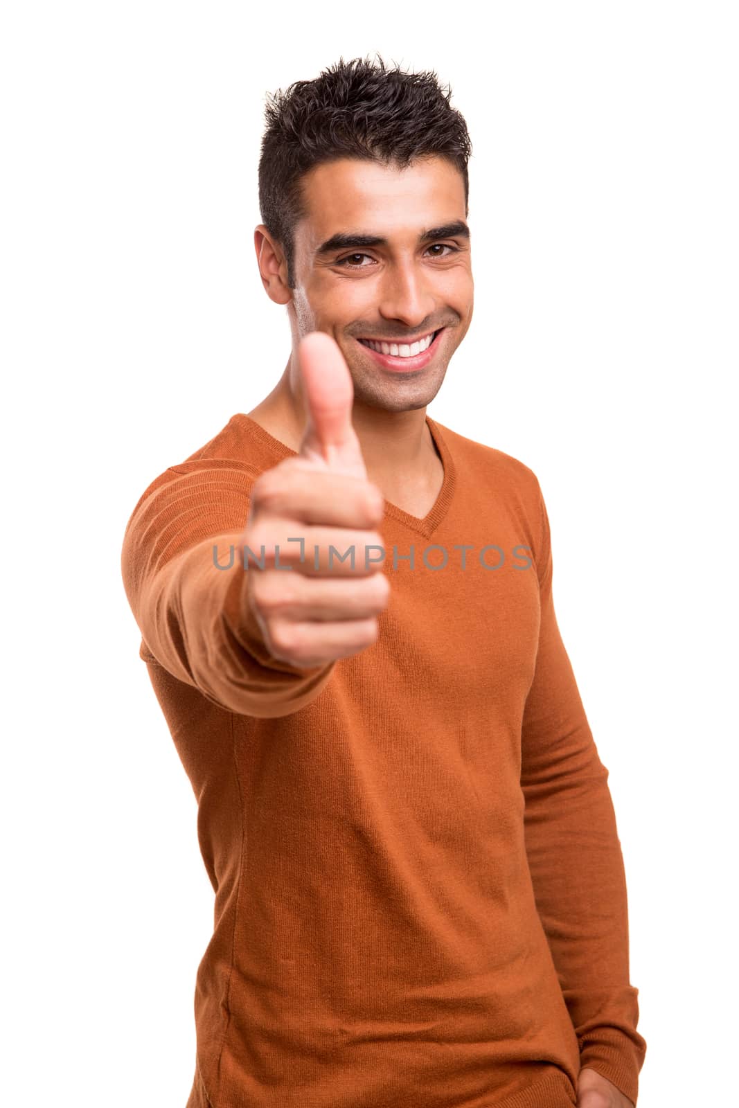 Smiling guy showing thumbs UP