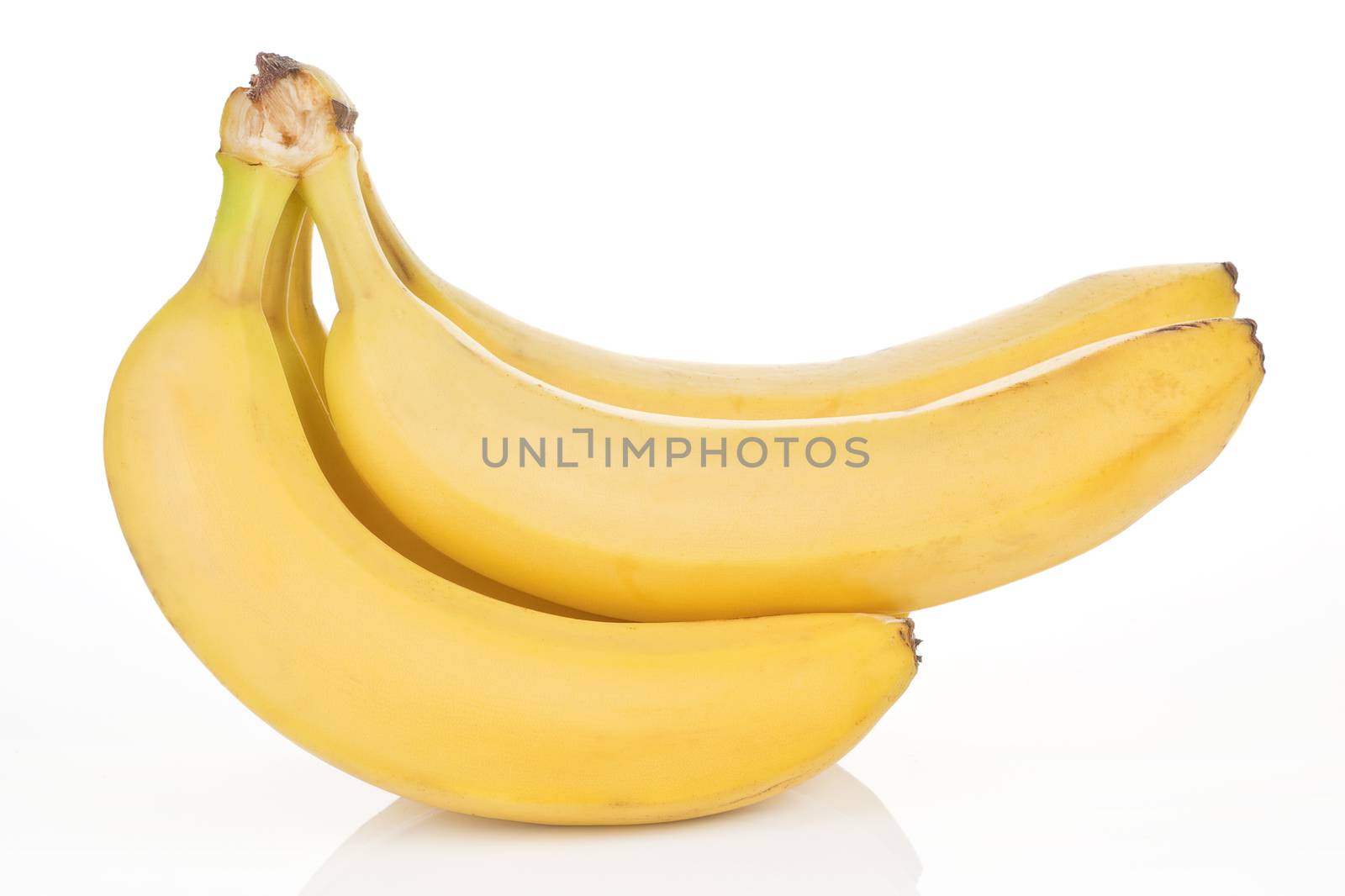 Organic bananas isolated on white background. Healthy fruit concept.