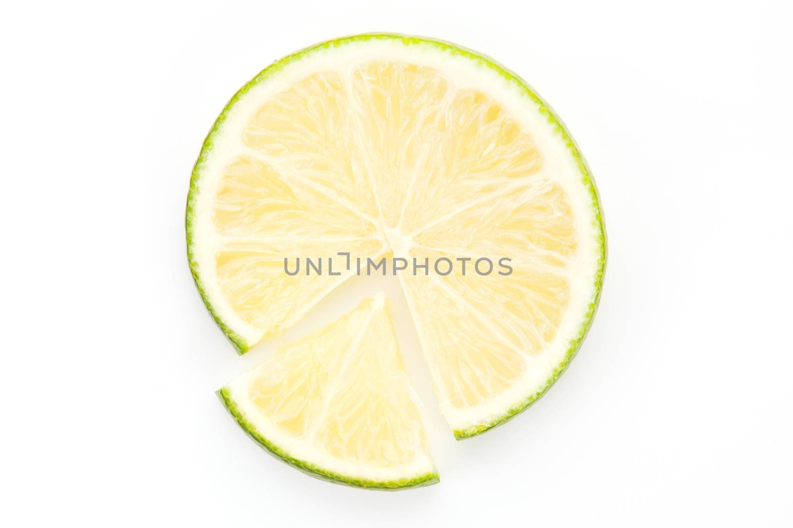 Lime slice pie chart isolated. Fresh business concept.