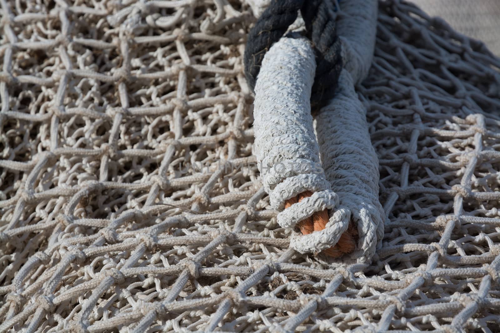 White fishing net close up view.