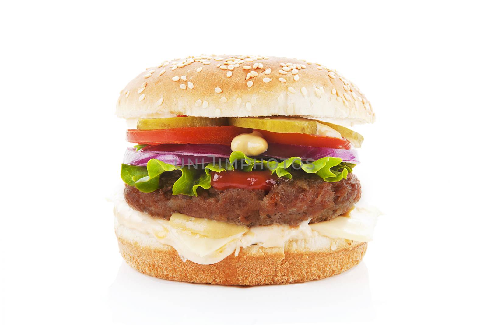 Hamburger isolated on white. by eskymaks