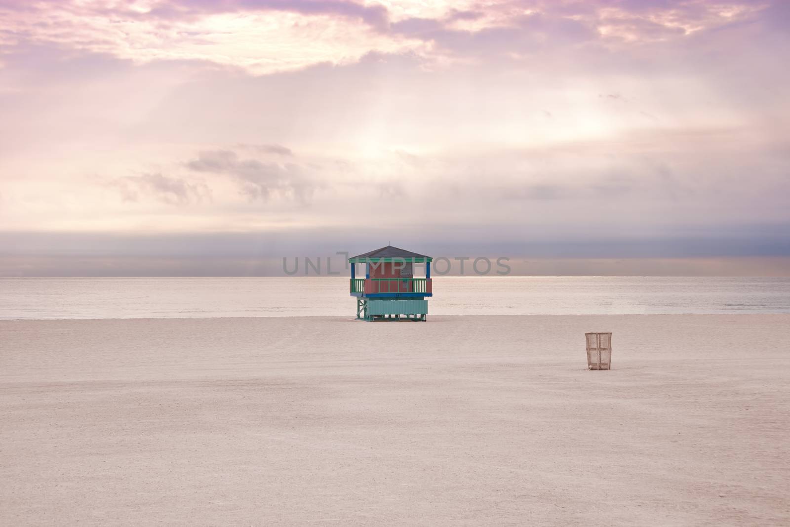 Miami beach, empty at sunset. by eskymaks