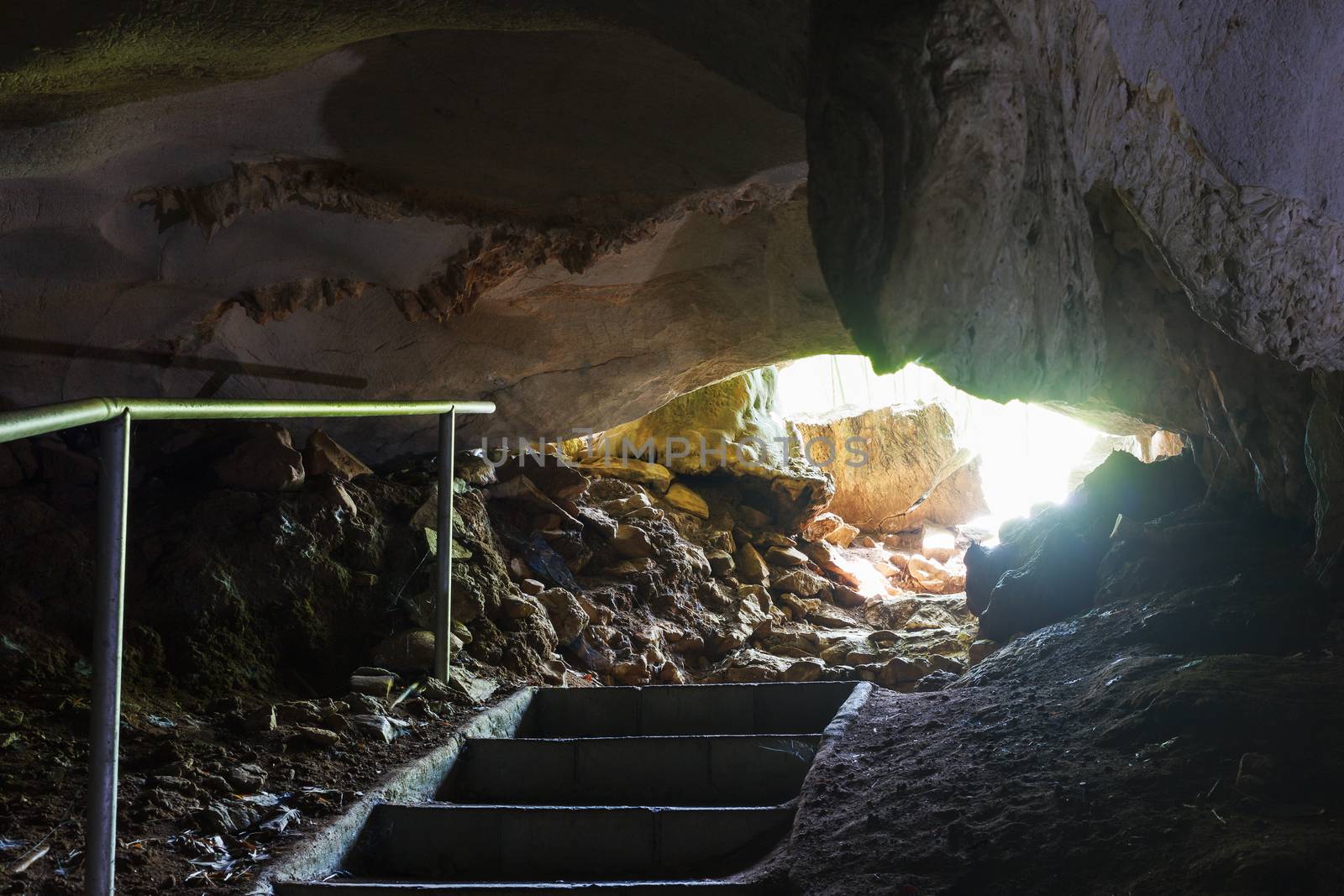 cave and stone walkway to the exit