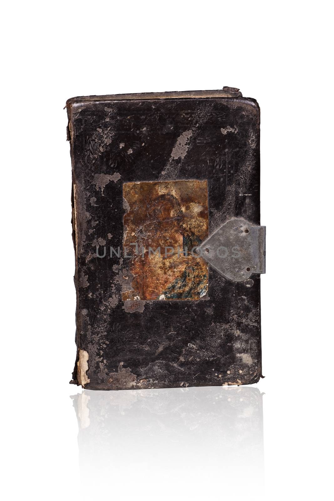 Old antique book isolated on white background with clipping path.