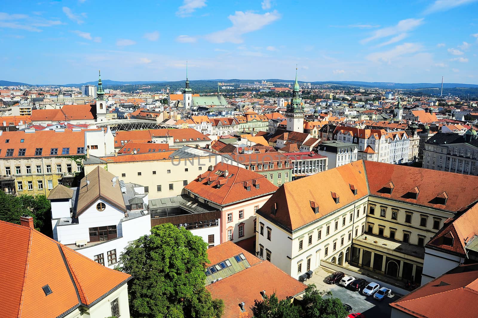 Cityscape of Brno city in the sunshine day, Czech Republic 