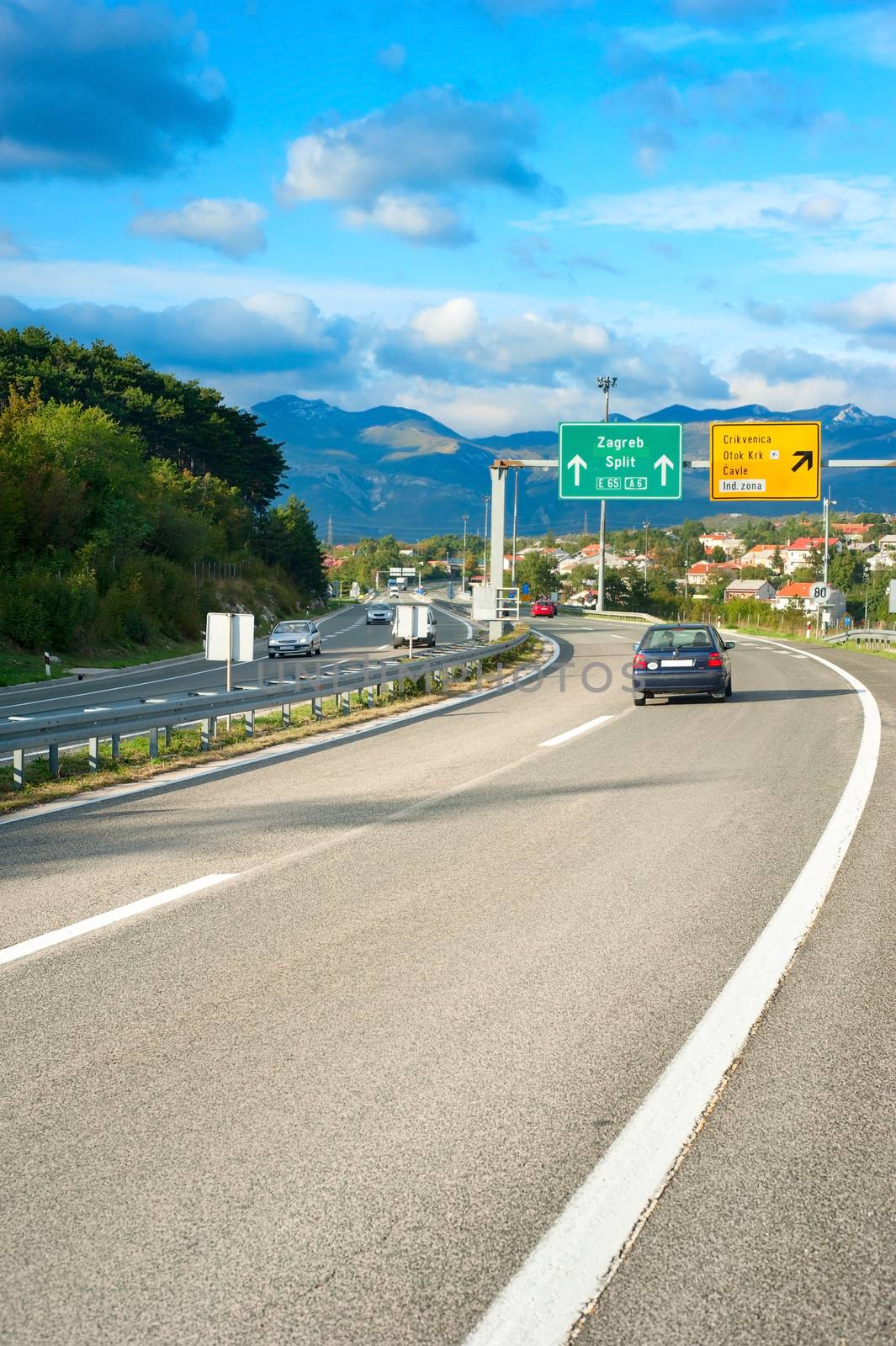 View of Croatian highway leads to Zagreb, Croatia