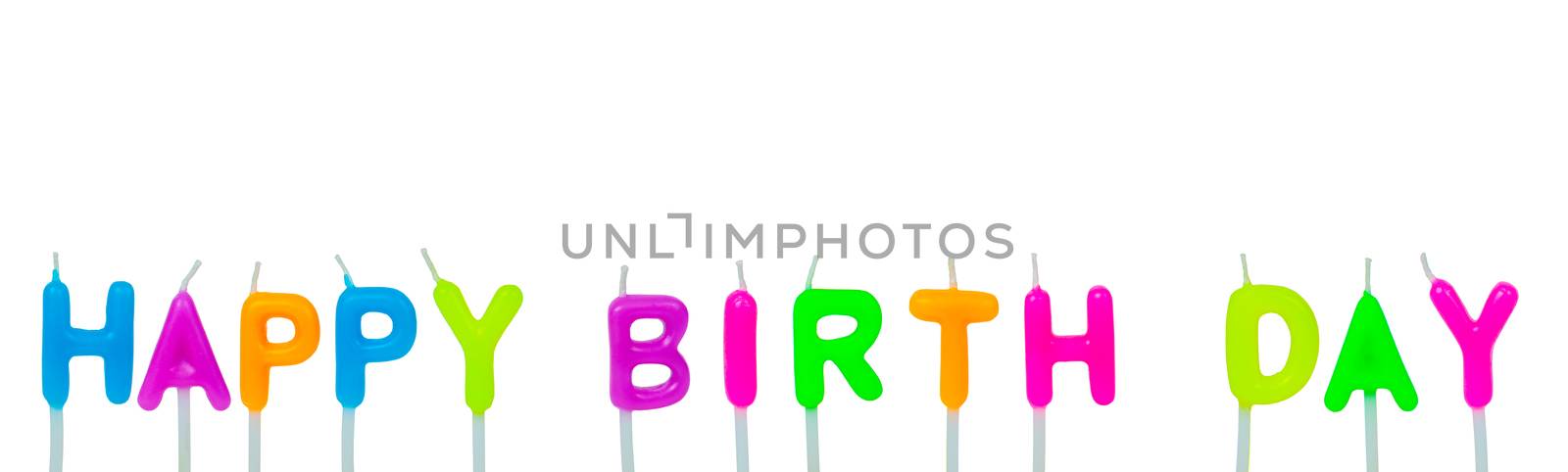 Colorful happy birthday candles on white background by FrameAngel
