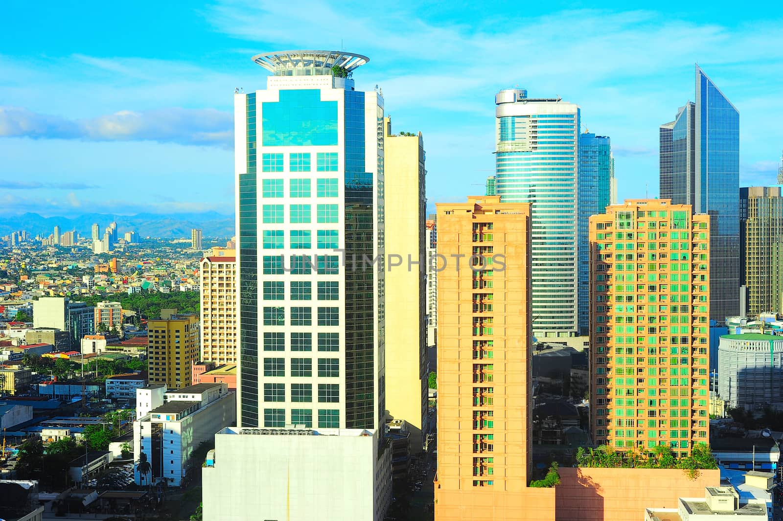 View of Makati city - modern financial and business district of Metro Manila, Philippines
