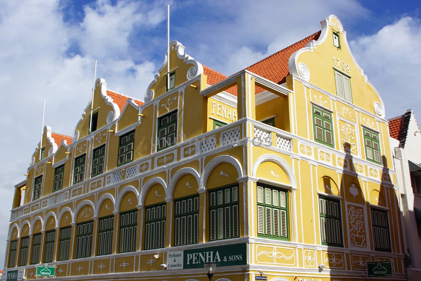 WILLEMSTAD, CURACAO - DECEMBER 10, 2013: Historic Building in downtown Willemstad on December 10, 2013 in Curacao, ABC Islands.