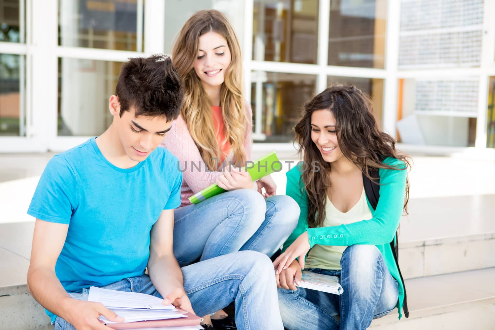 Young group of students in school campus