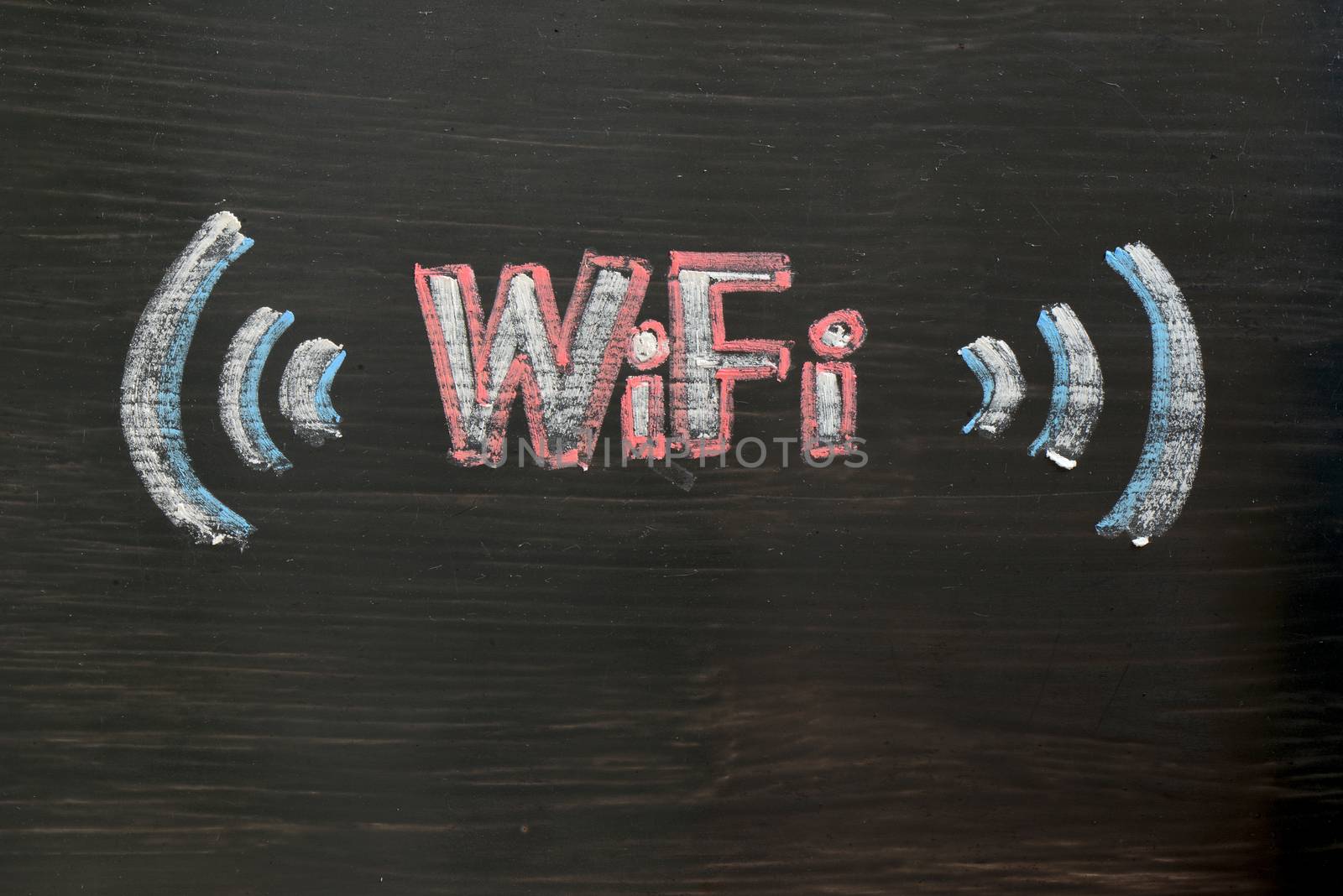 Chalk drawing of WIFI on a blackboard