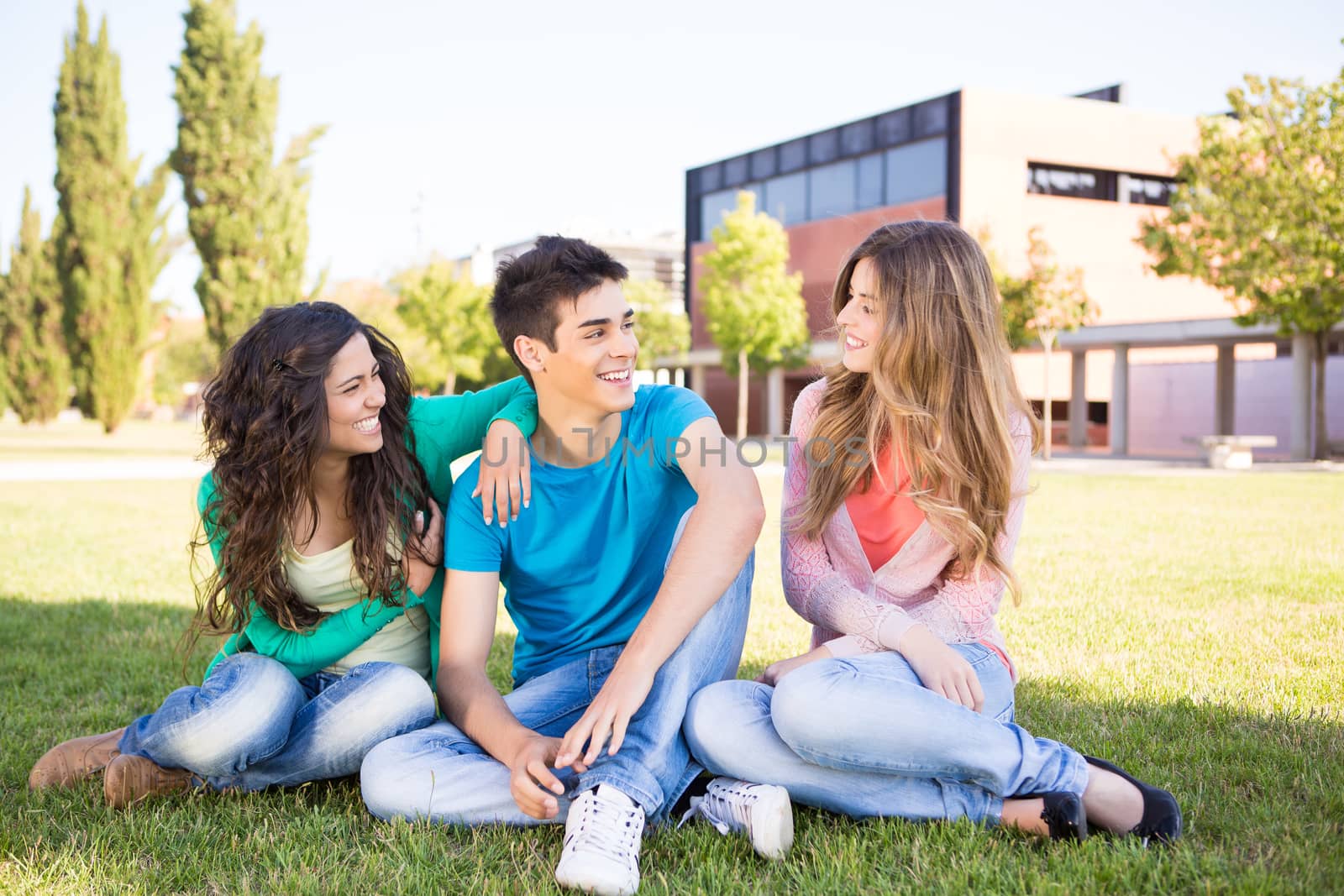 Young group of students in campus by jolopes