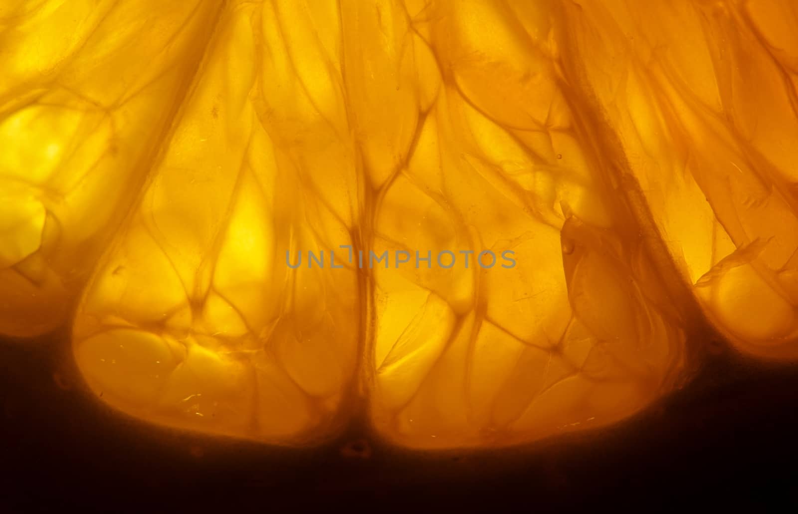 piece of orange in backlight, abstract background