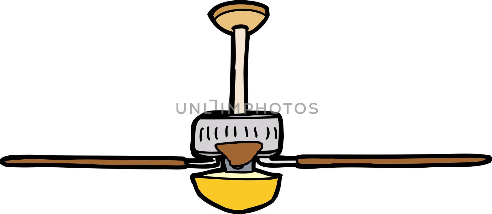 Isolated ceiling fan drawing on white background