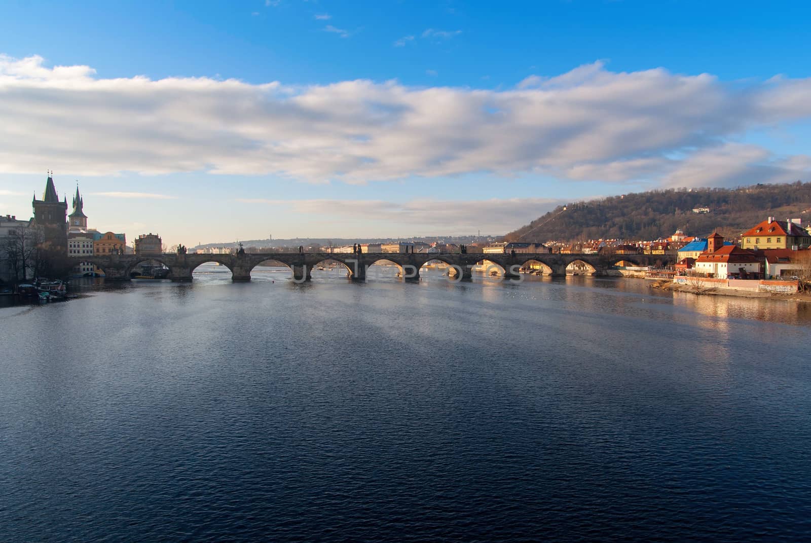 Charles Bridge and the Vltava River in the morning, Prague, Czech Republic