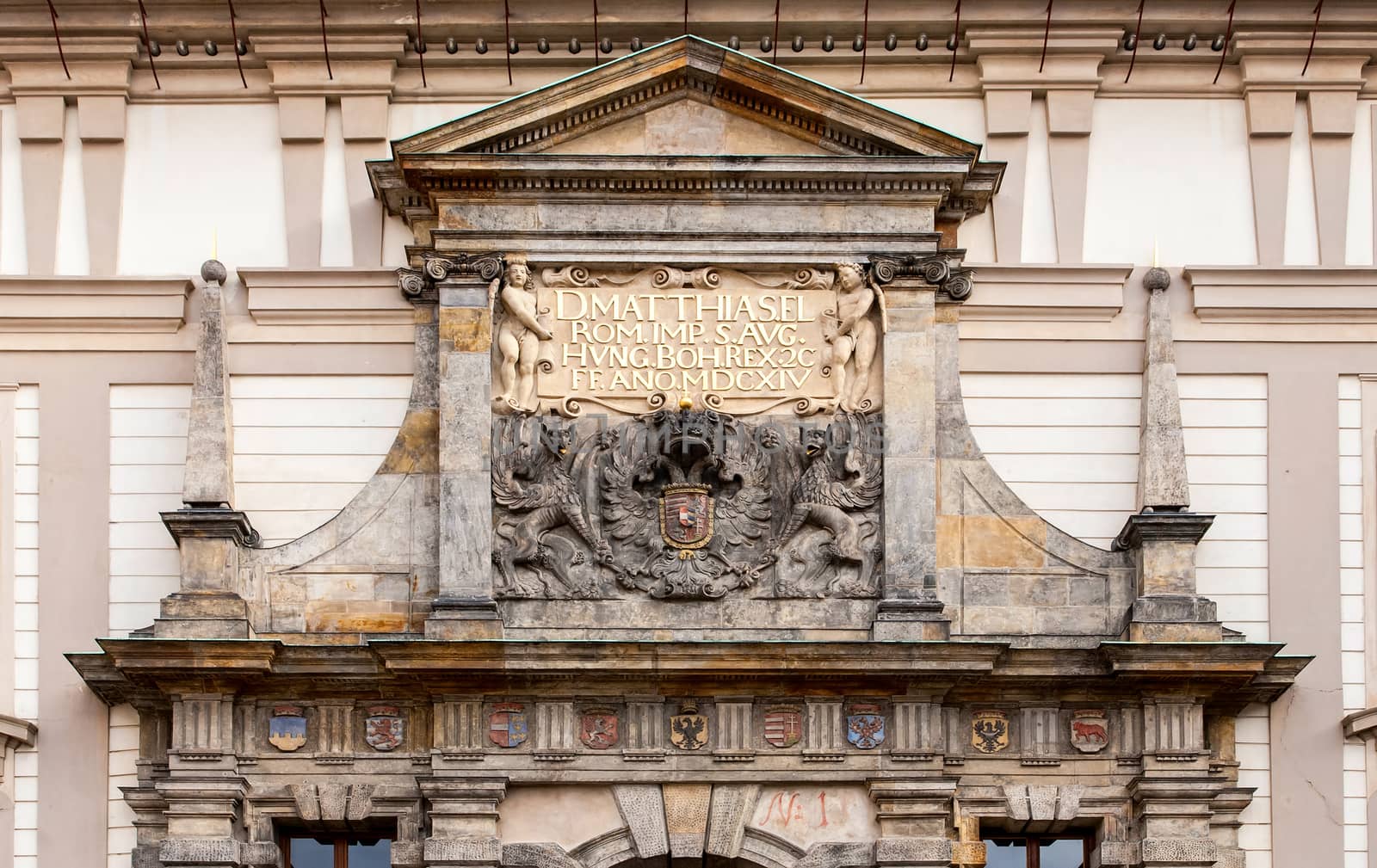 The facades of houses in the Old Town Square in Prague