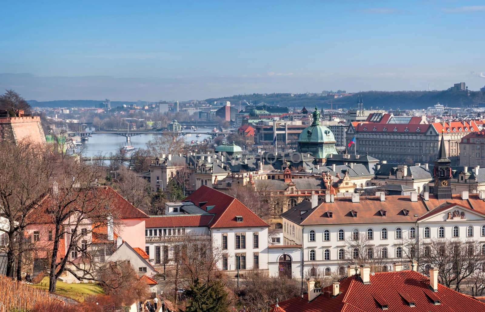 View of the historical districts of Prague , Czech Republic