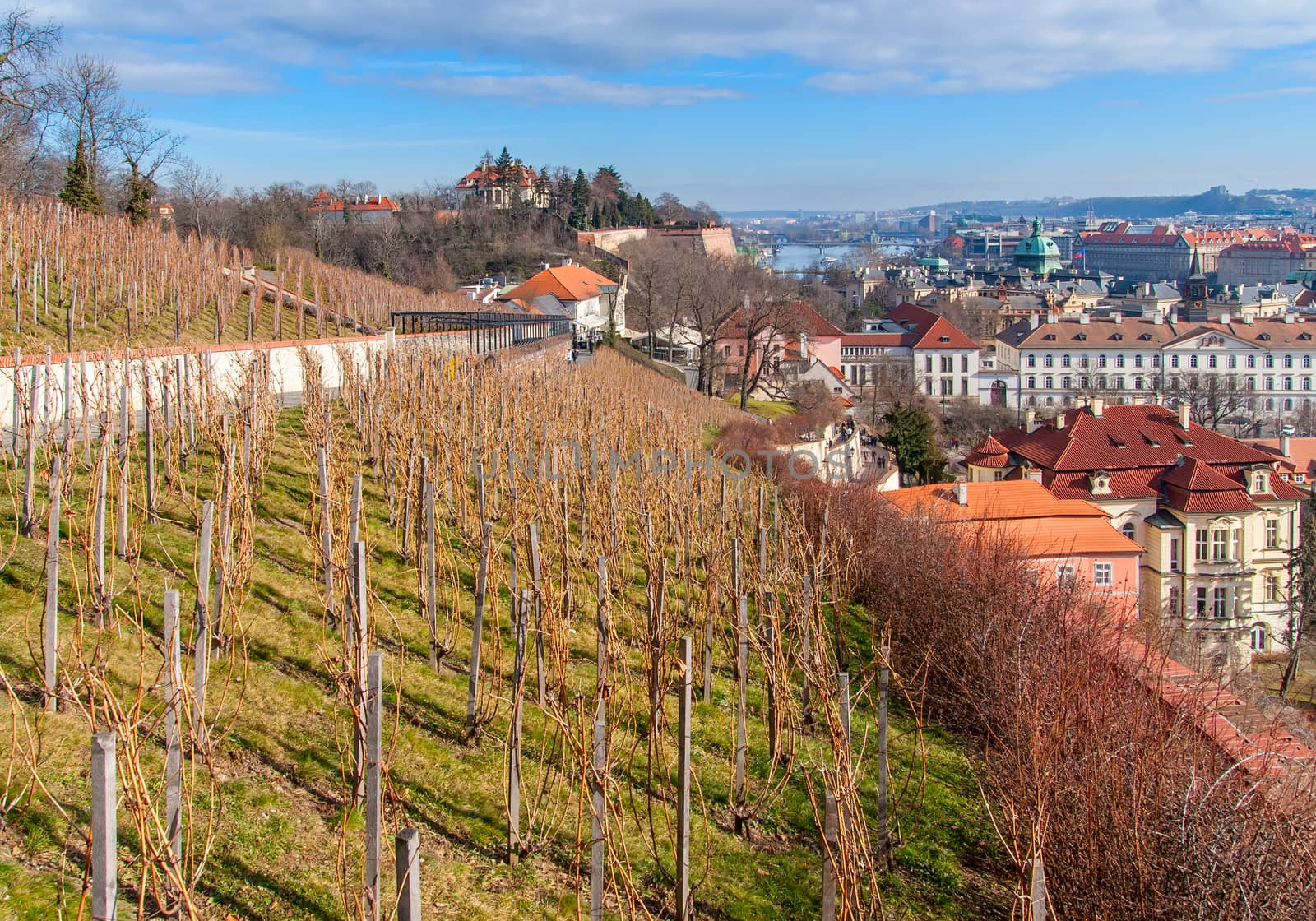 View of the historical districts of Prague , Czech Republic