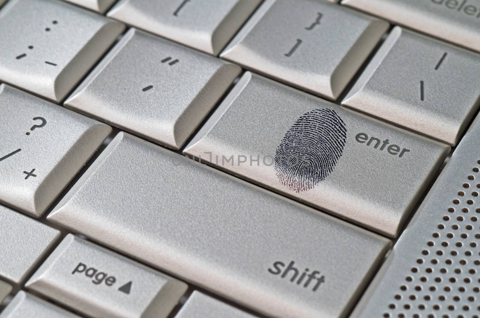 Fingerprint left on keyboard hack concept by daoleduc
