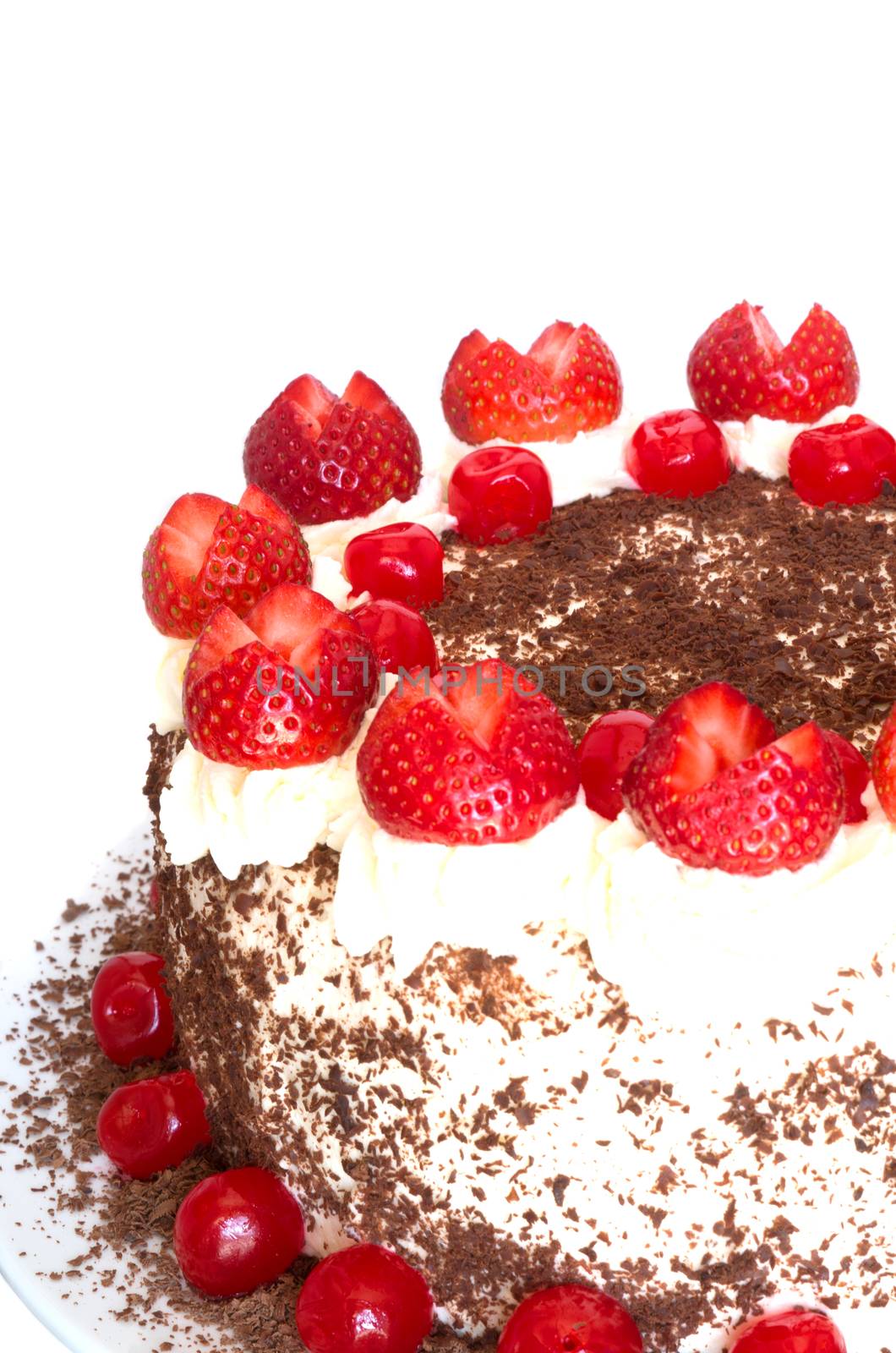 Black forest cake with copy space on top part